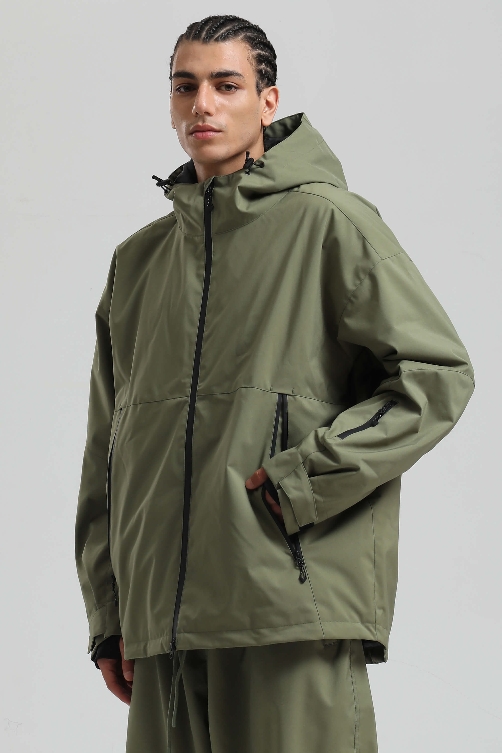 メンズ アーミーグリーン 完全防水 ダブルベント ミニマル保温スノー