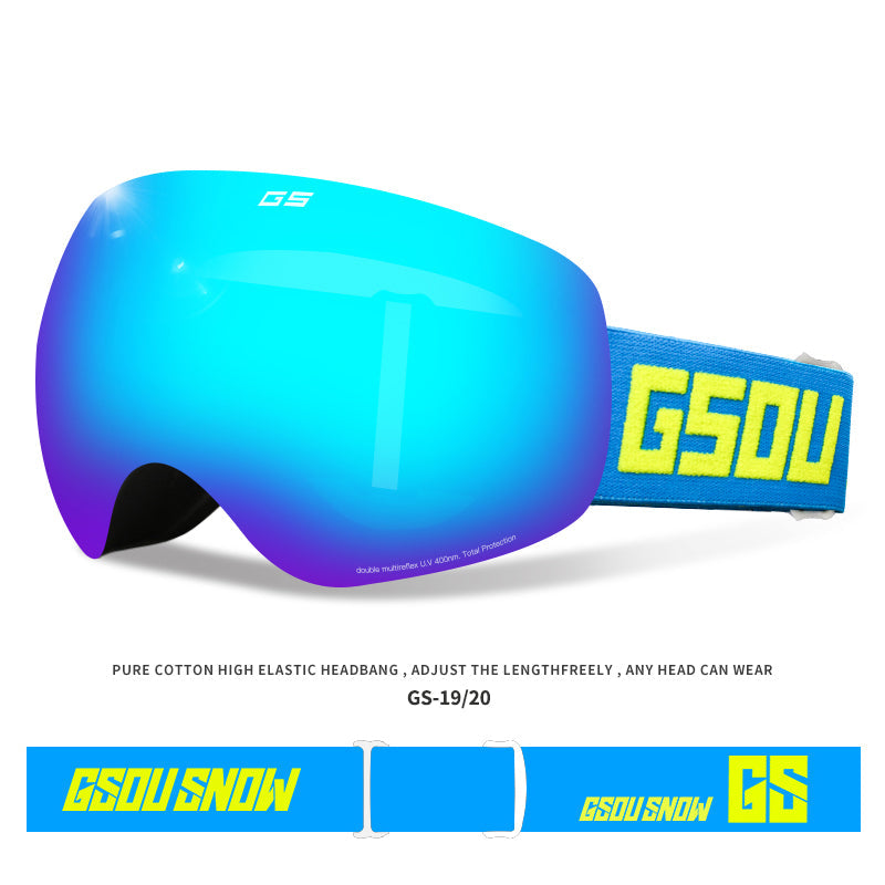 Gsou Snow Ski Goggles UV Protection Anti-fog Wide Spherical Lens