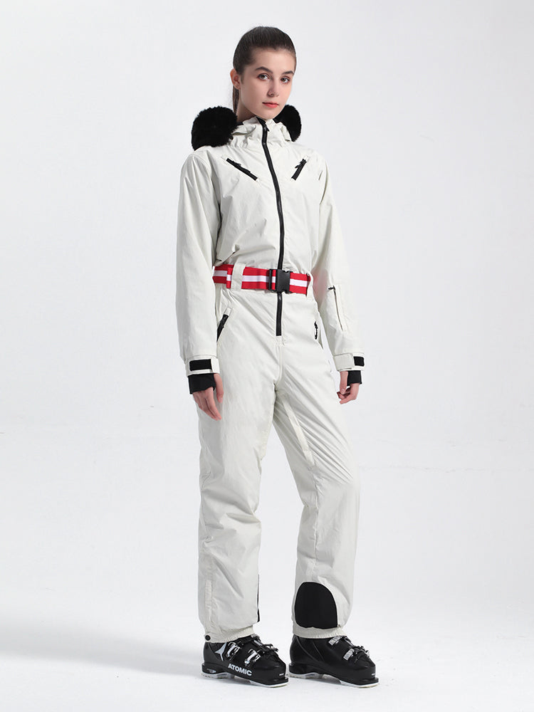 Gsou Snow Women's Unisex Solid Color Retro Style One Piece Ski Suit
