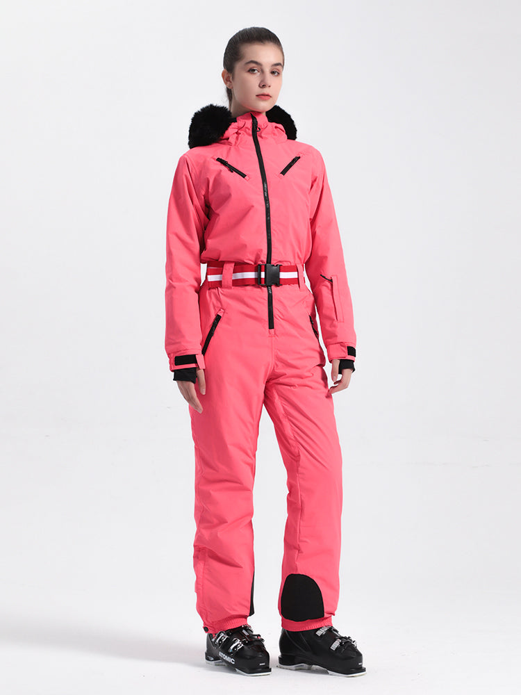 Gsou Snow Women's Unisex Solid Color Retro Style One Piece Ski Suit