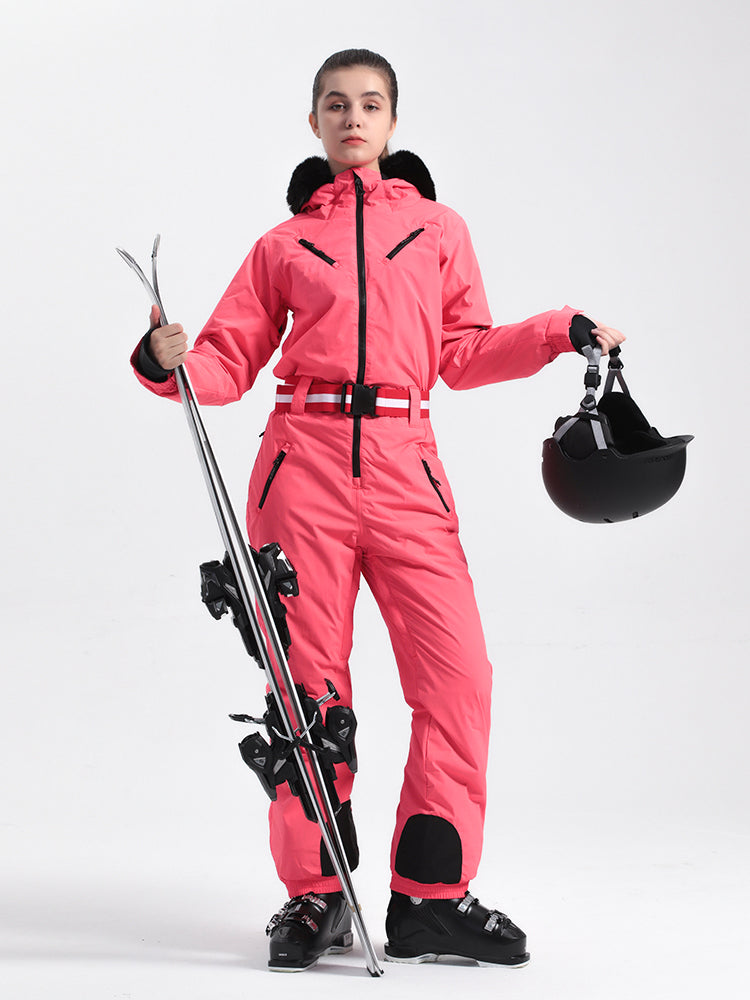 Gsou Snow Combinaison de ski une pièce unisexe de couleur unie pour femme 