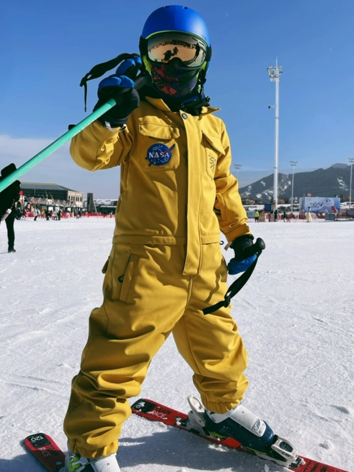 Gsou Snow Kid's Pink Ski Suit One Piece Snowsuits Waterproof Ski Jumpsuits