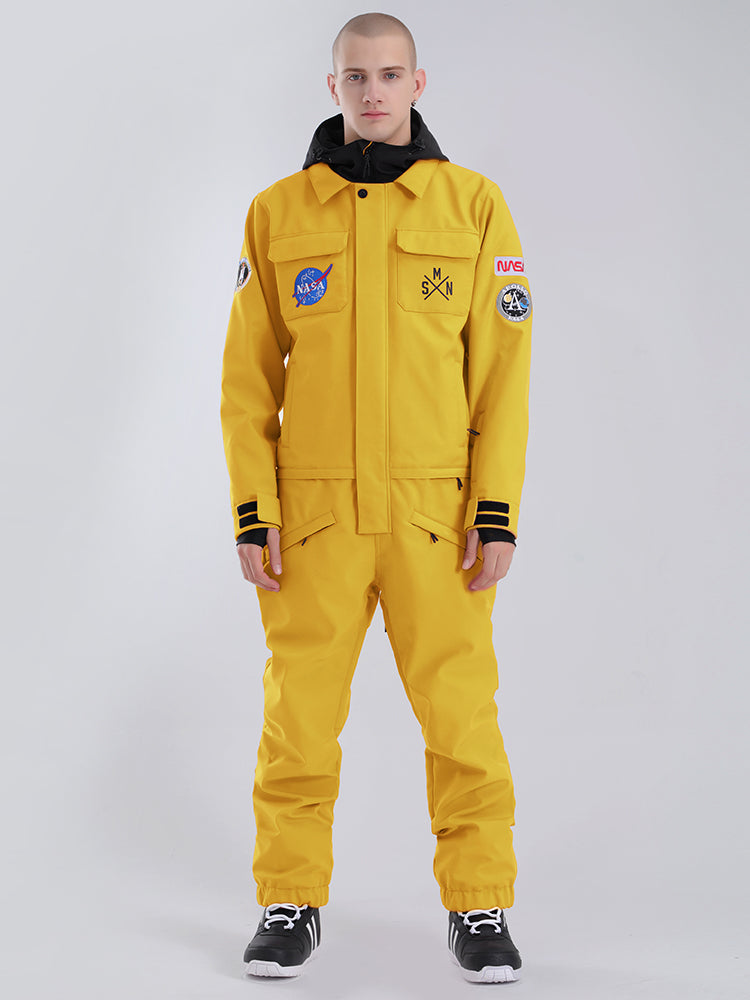 Smaining Men's Slope Star Yellow One Picece Snowboard Ski Suits