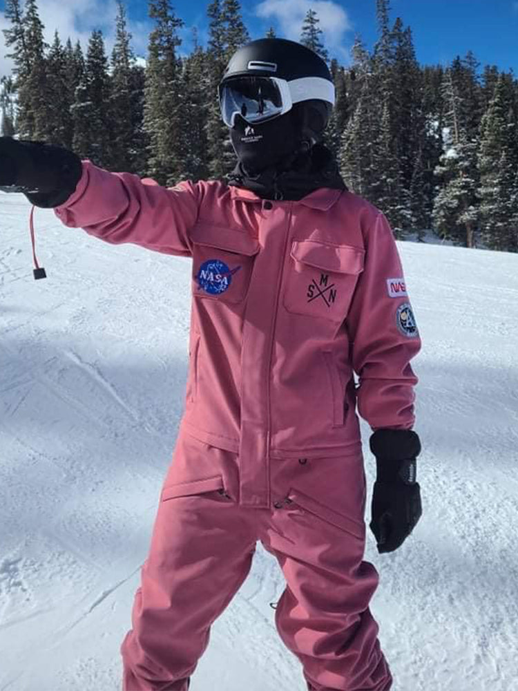 SMN Slope Star Pink One Piece Snowboard Suit Jumpsuit