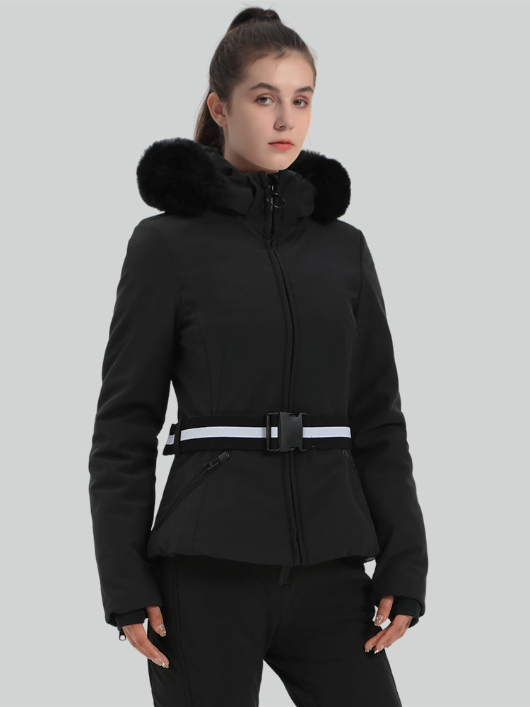 Gsou Snow Women's Short Slim Fit Hooded Ski Jacket