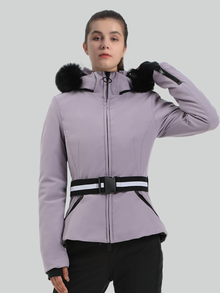 Gsou Snow Women's Short Slim Fit Hooded Ski Jacket