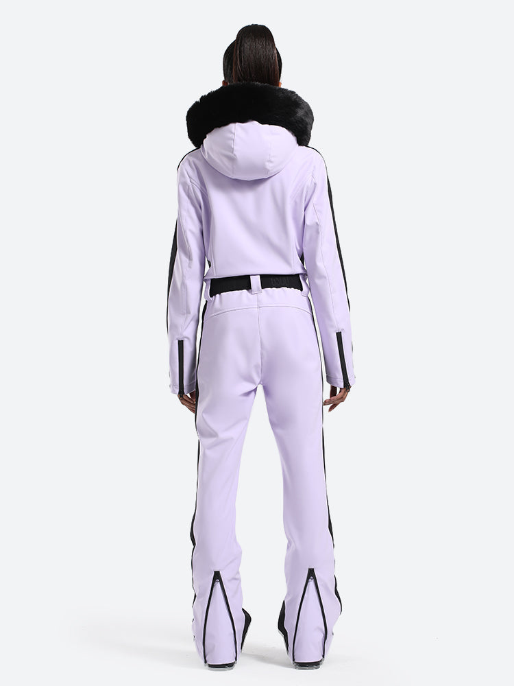 Gsou Snow Women's Faux Fur One Piece Ski Suit