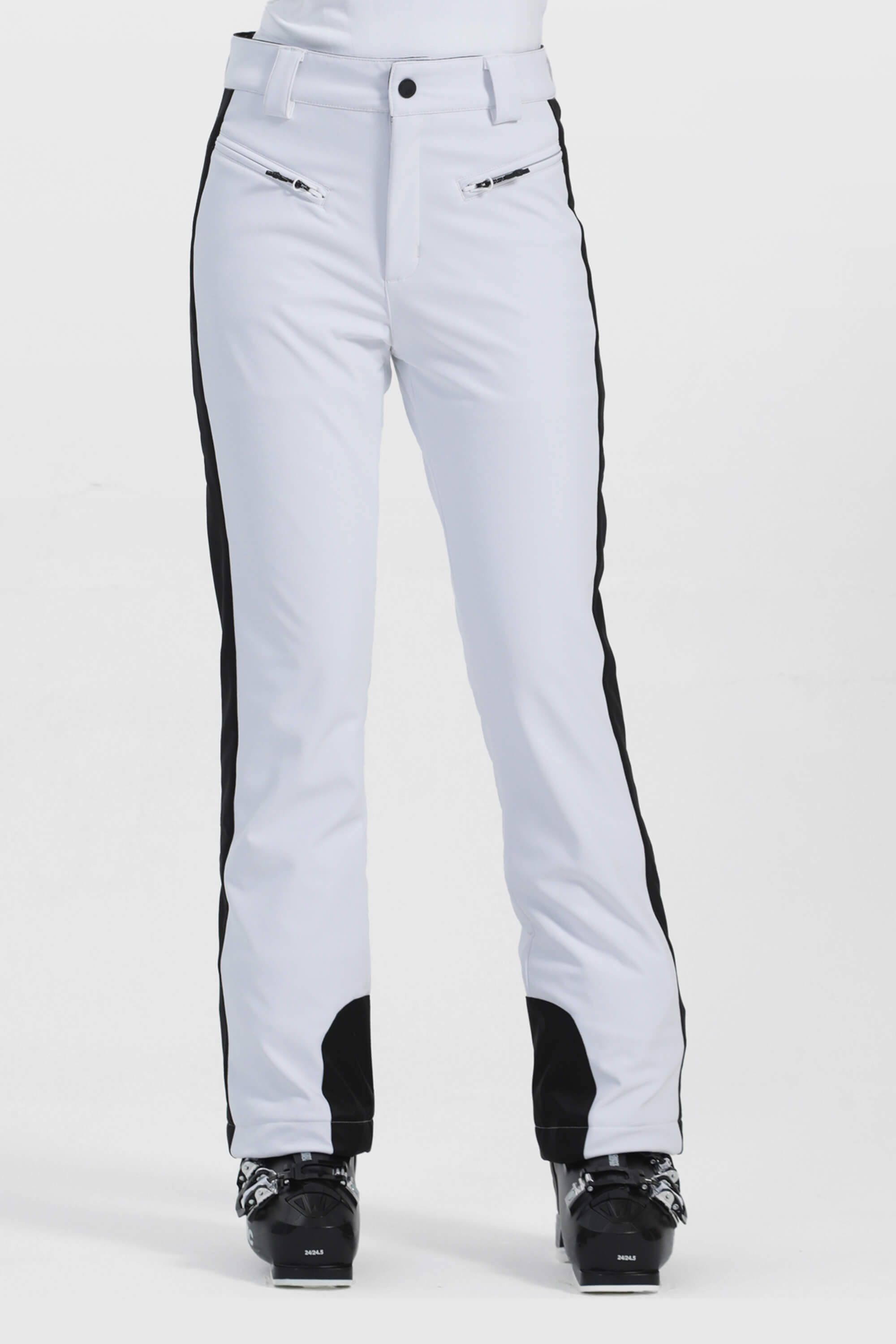 レディース レッド スリムフィット ベルベット裏地 スキーパンツ