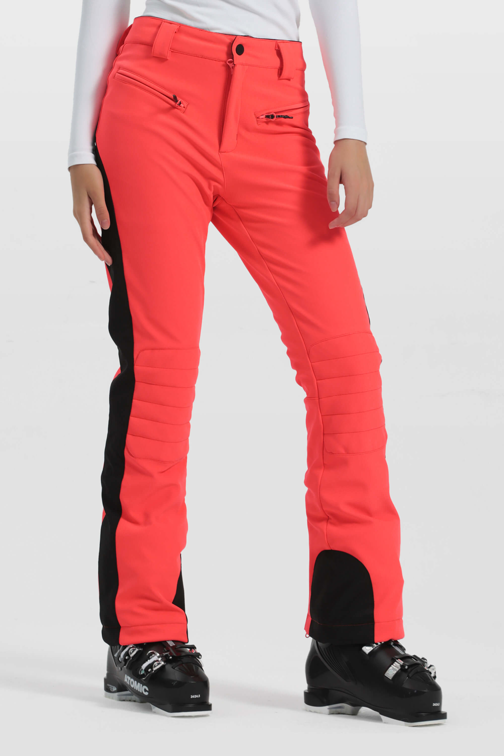 Women's Neon Coral Reinforced Knee Scuff Guard Ski Pants – GSou Snow