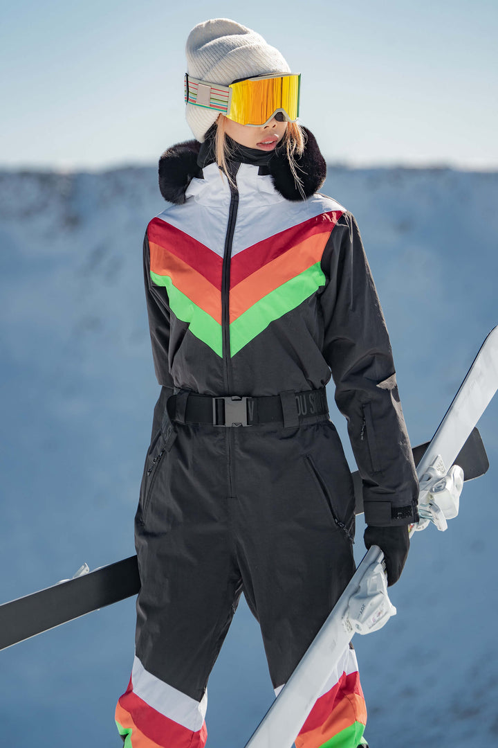 Combinaison de neige une pièce ventilée et résistante à la neige pour femme, rouge 