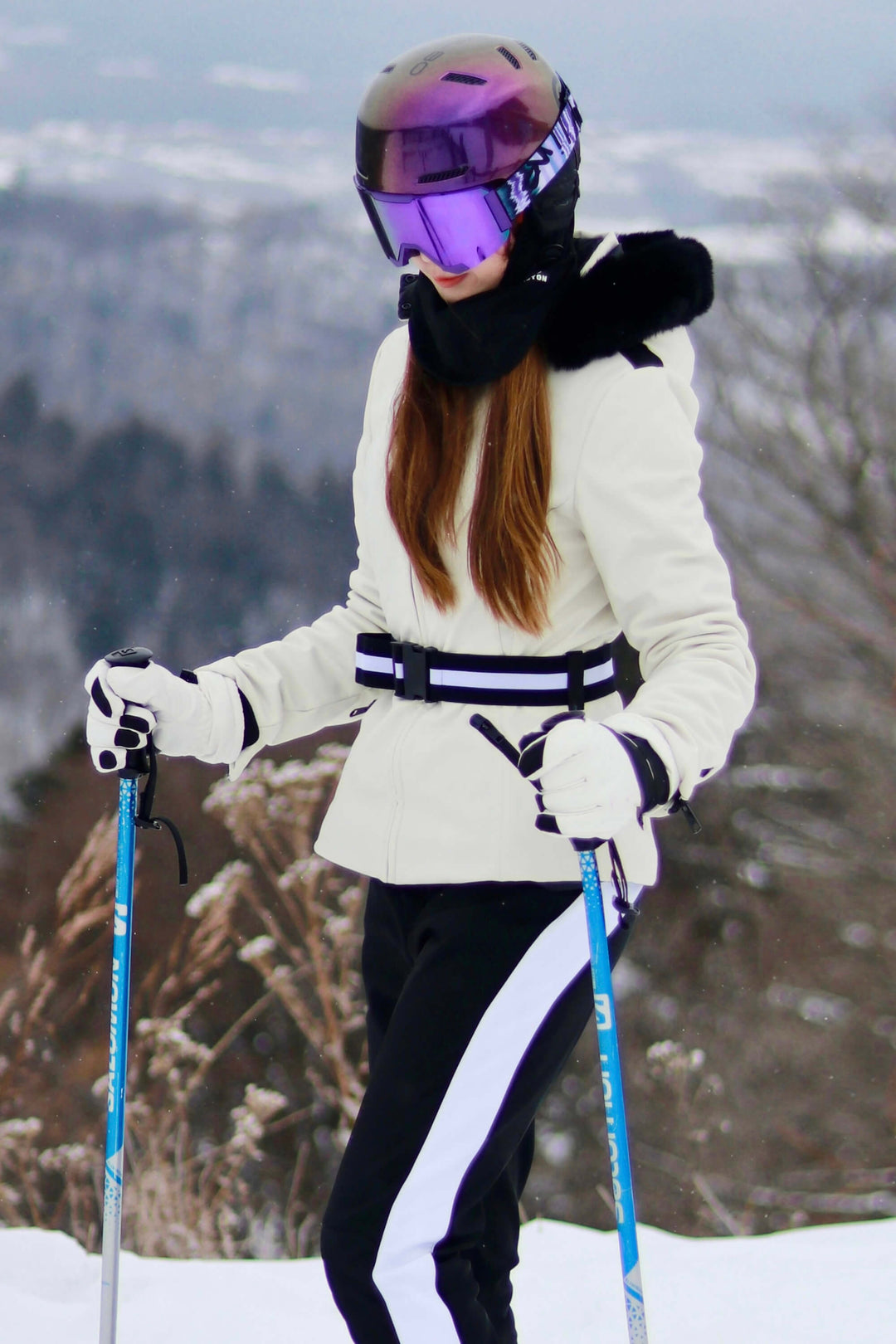 Women's Ivory Slim Fit Belted Down Ski Jacket – GSou Snow