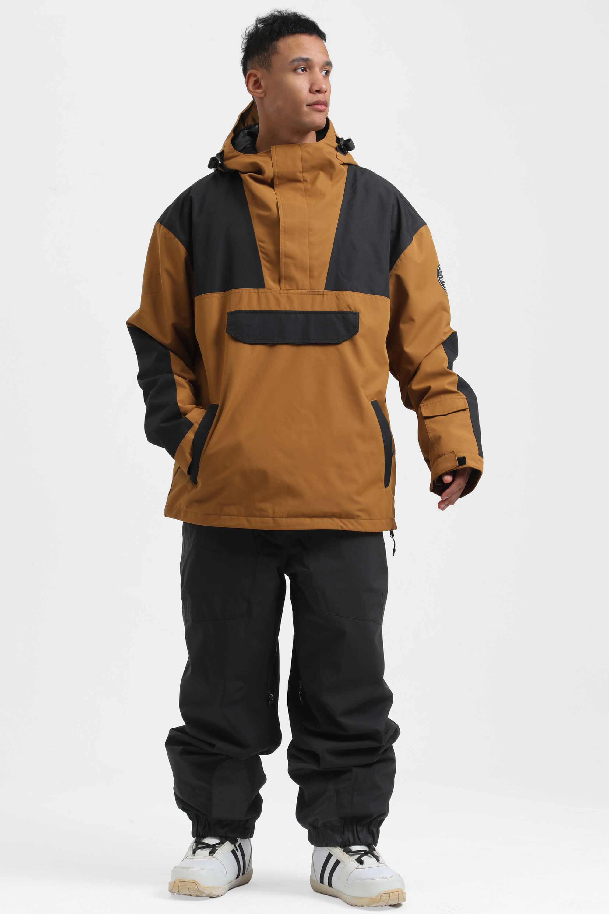 Men's Brown & Black Color-Block Insulated Snow Anoraks – GSou Snow