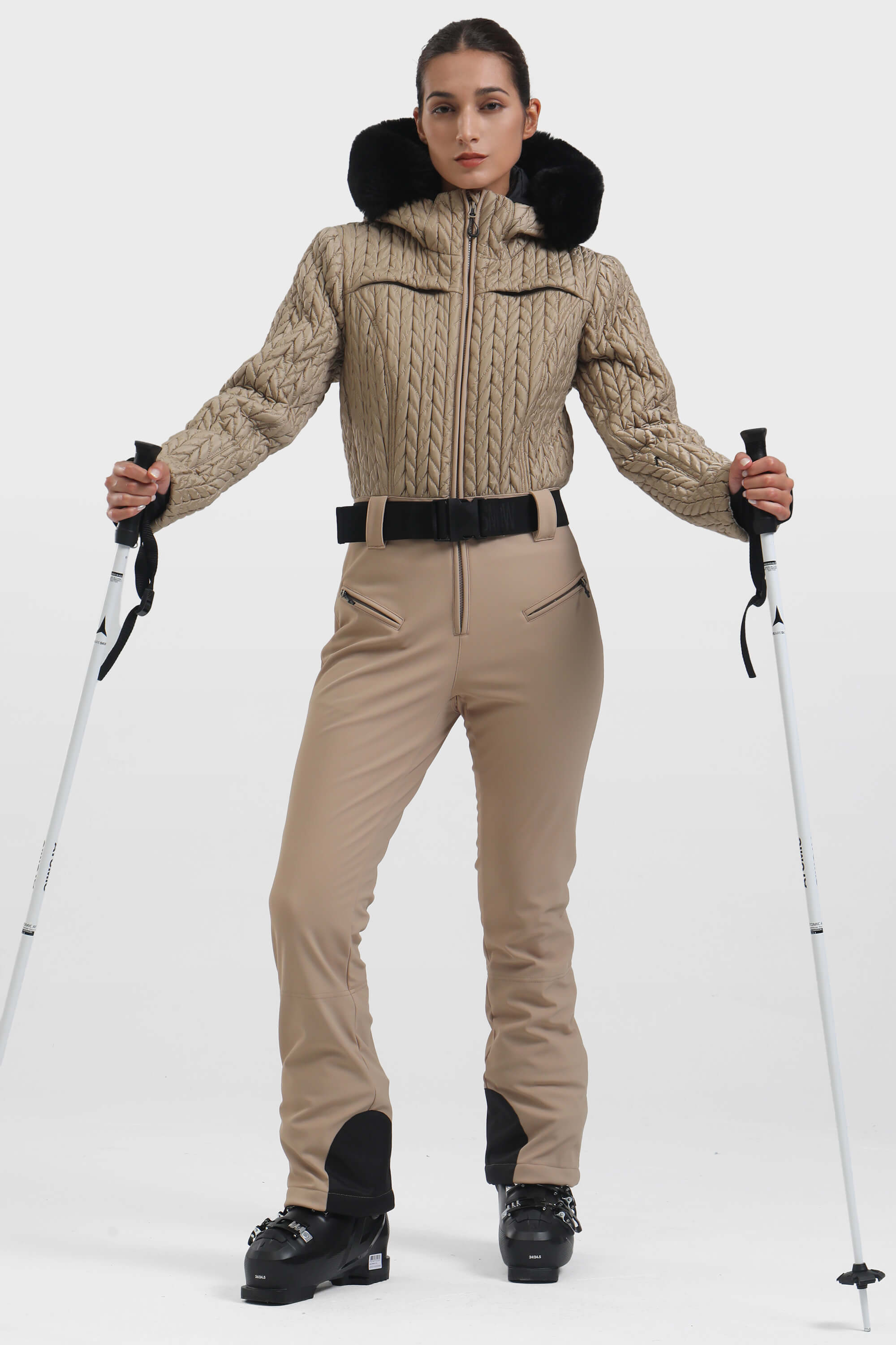 レディース ネオンオレンジ フルシャーリングデザイン ワンピース