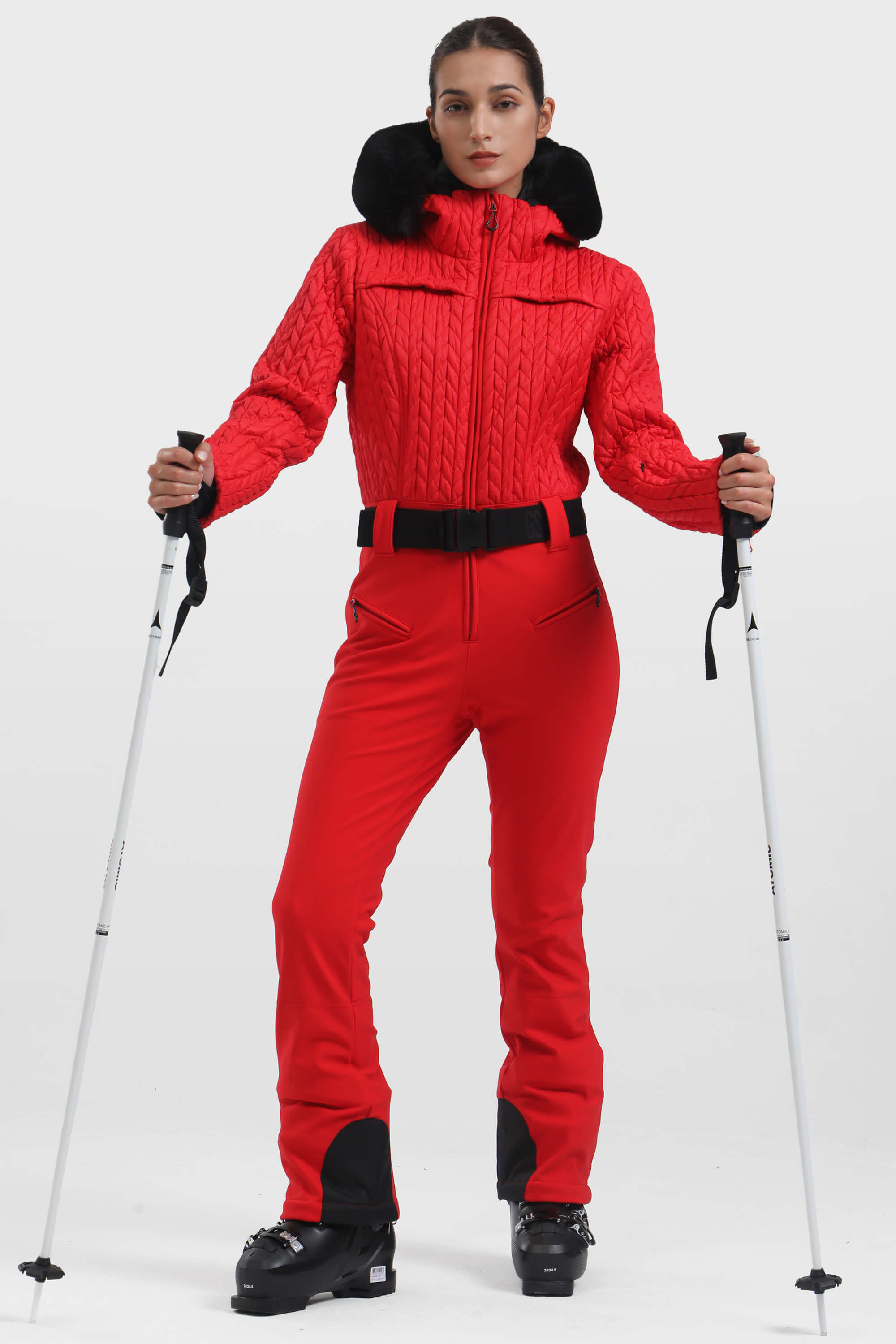 レディース ネオンオレンジ フルシャーリングデザイン ワンピース