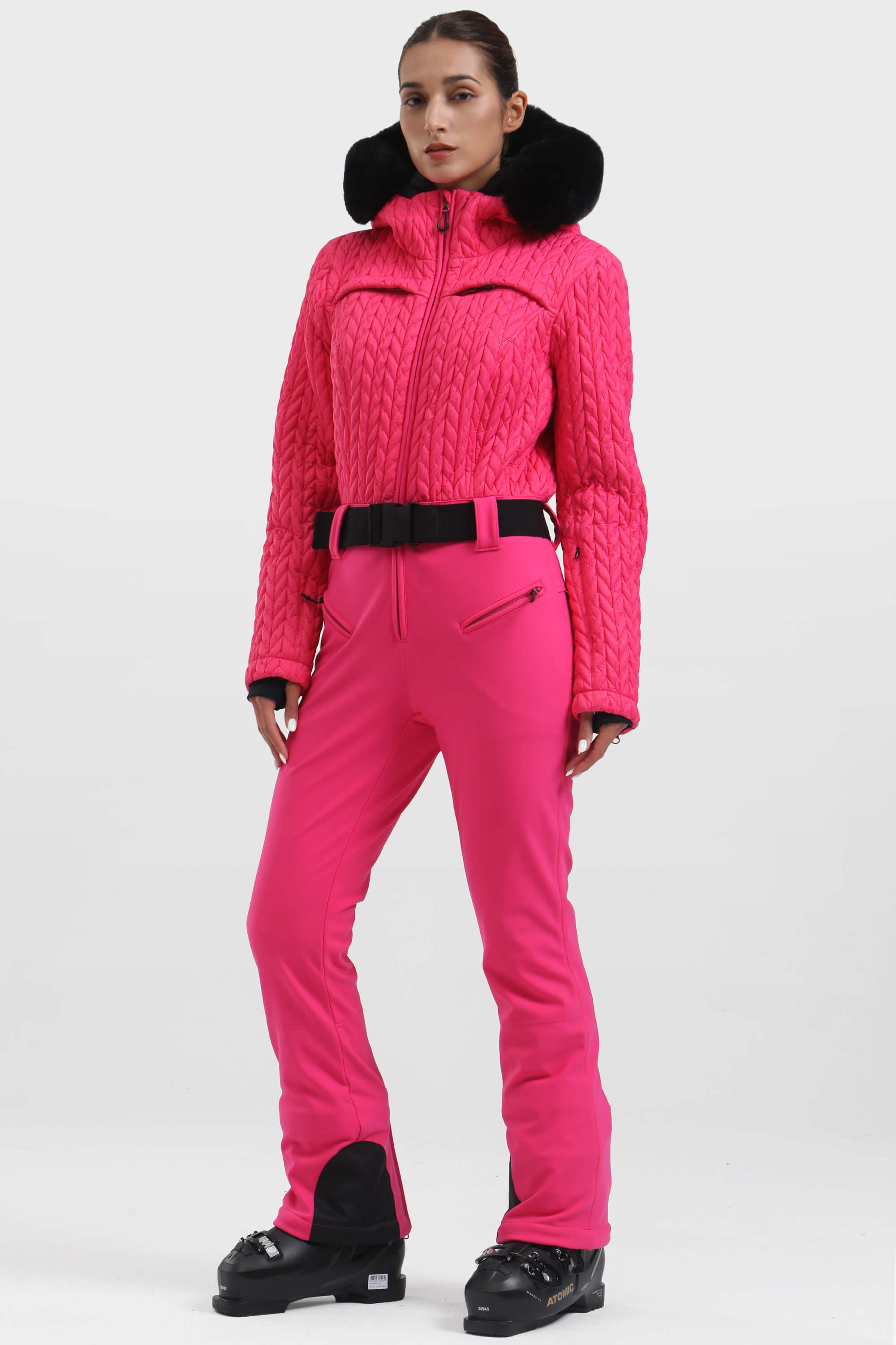 レディース ネオンオレンジ フルシャーリングデザイン ワンピース