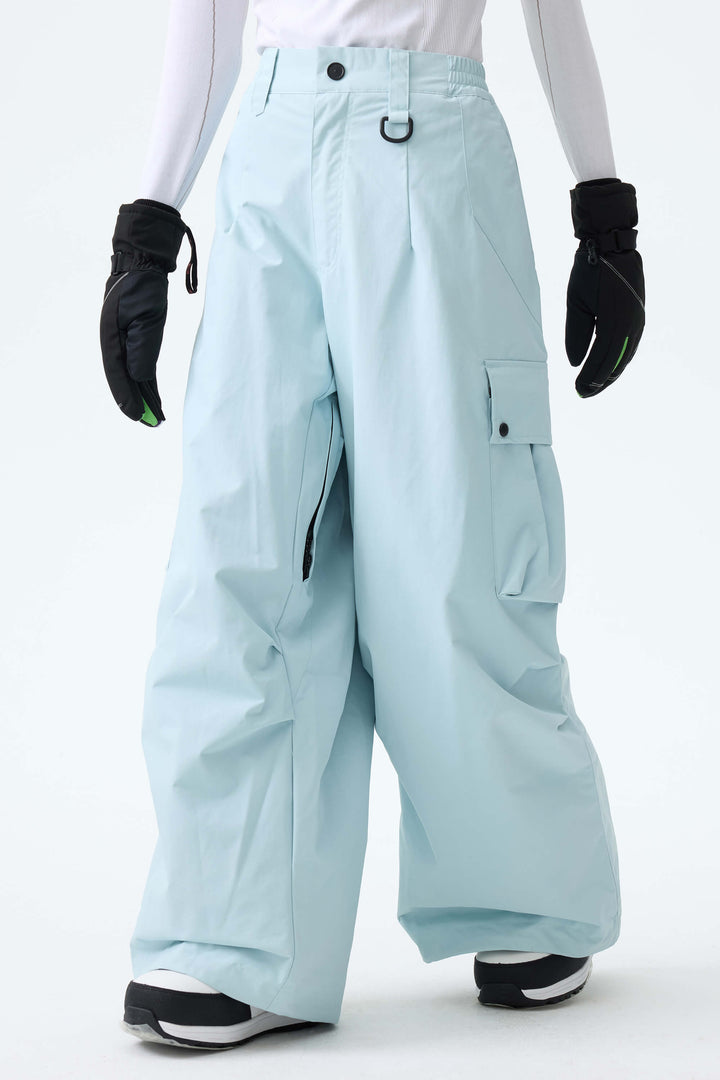 Women's Ice Blue Lightweight Inner Leg Vents Baggy Snow Pants