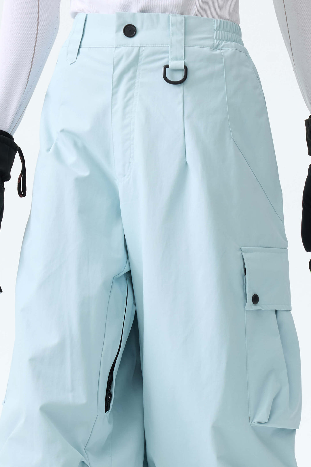 Women's Ice Blue Lightweight Inner Leg Vents Baggy Snow Pants