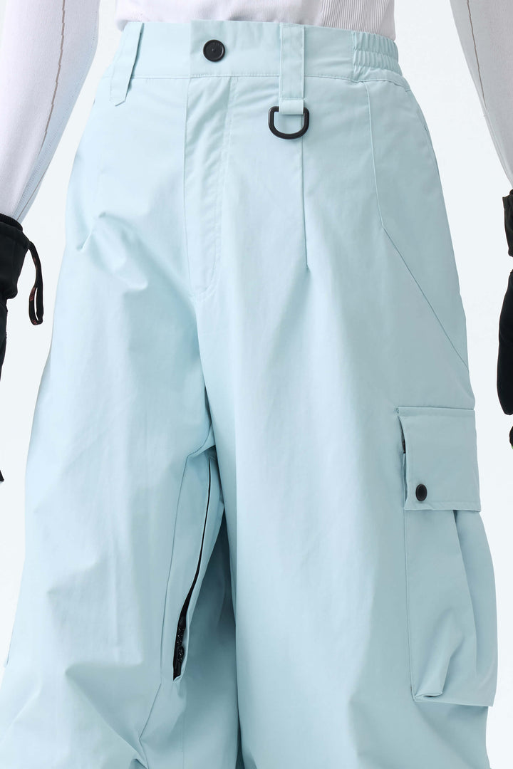 Women's Ice Blue Lightweight Inner Leg Vents Baggy Snow Pants