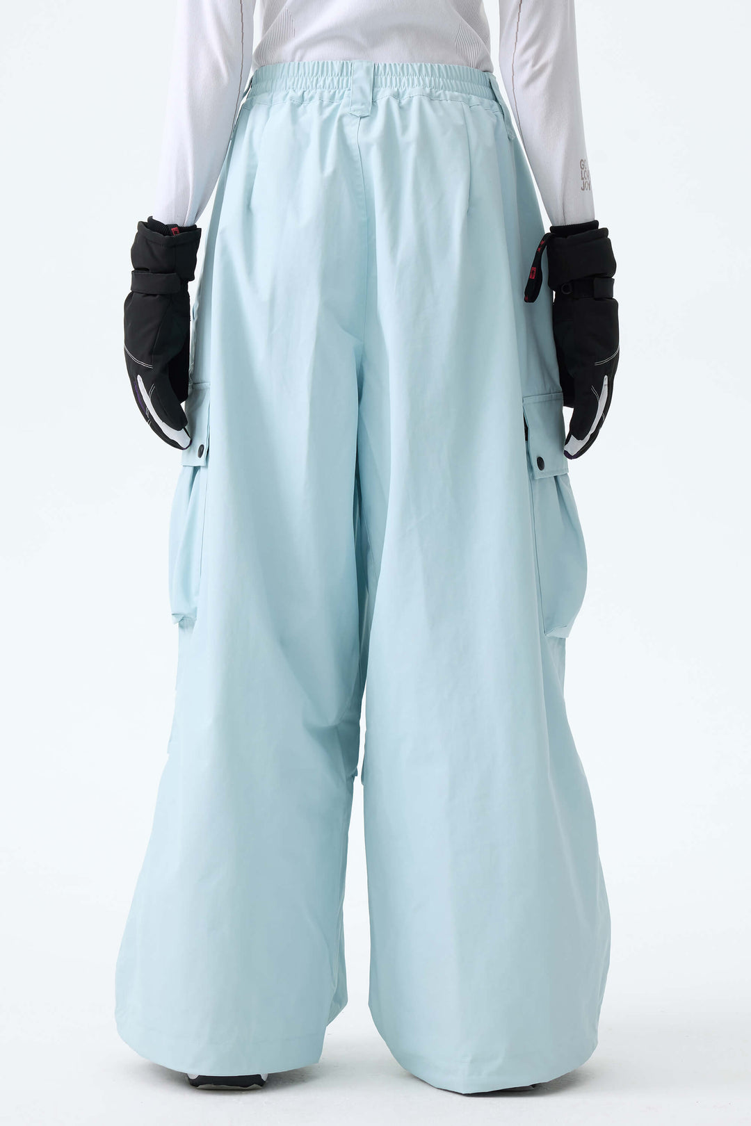 Women's Ice Blue Lightweight Inner Leg Vents Baggy Snow Pants