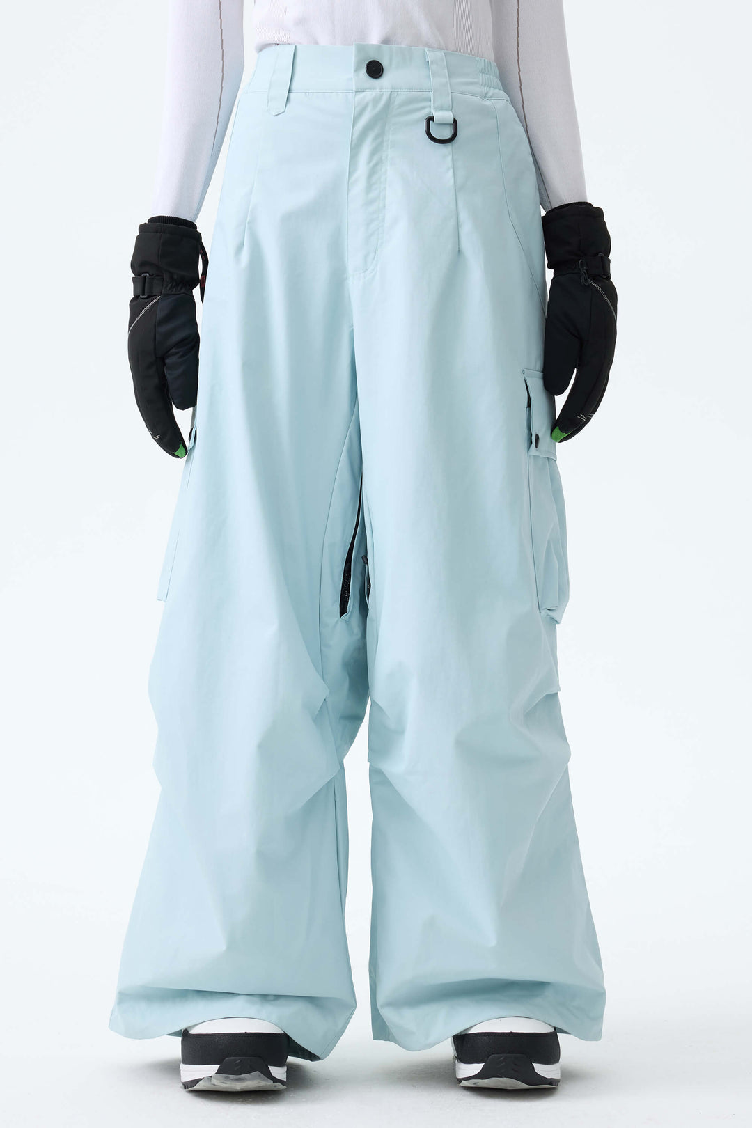 Women's Ice Blue Lightweight Inner Leg Vents Baggy Snow Pants