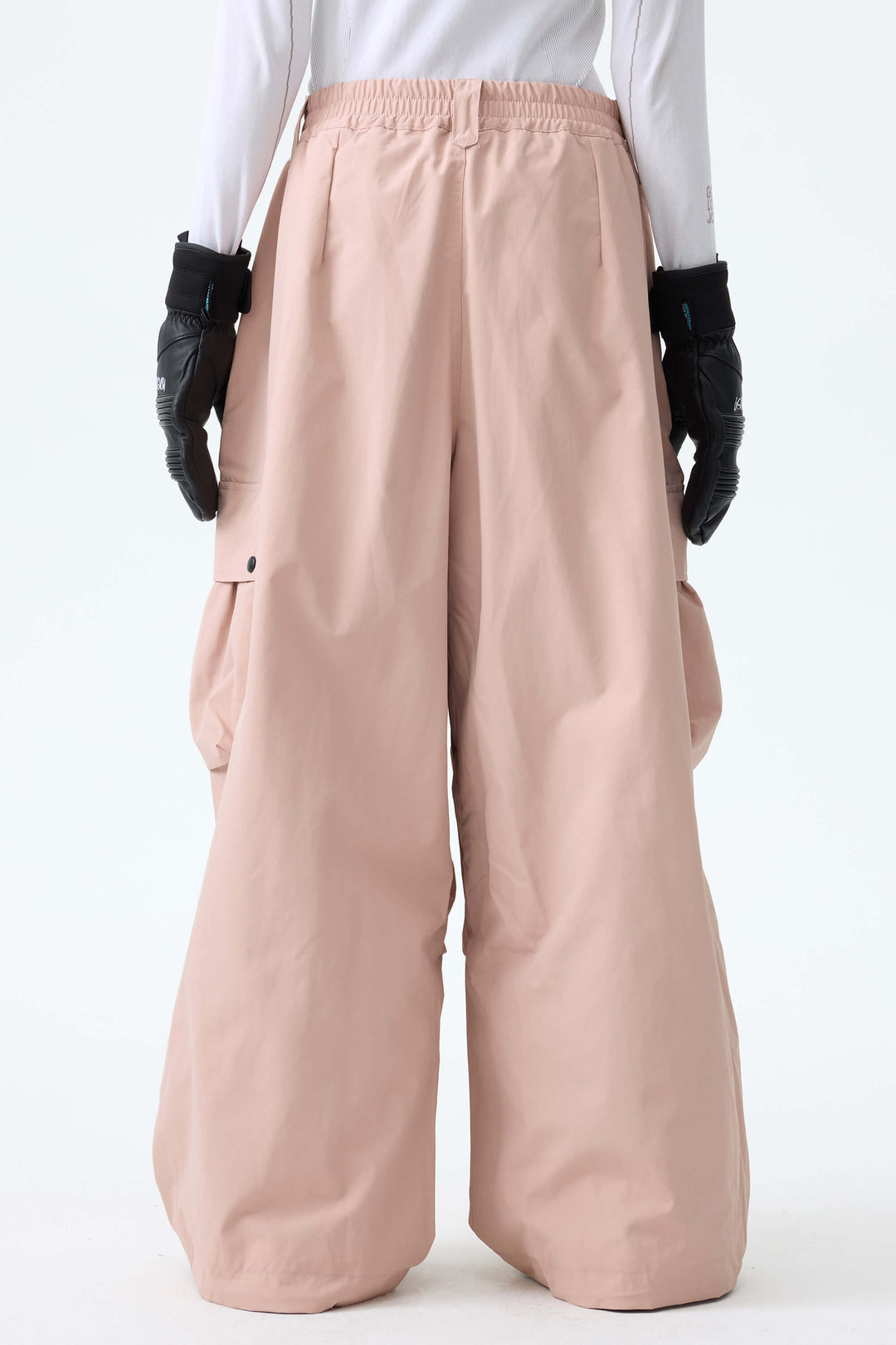 Women's Pink Lightweight Inner Leg Vents Baggy Snow Pants