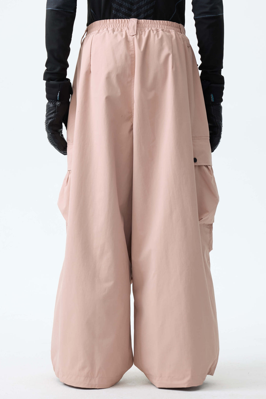Men's Pink Lightweight Inner Leg Vents Baggy Snow Pants