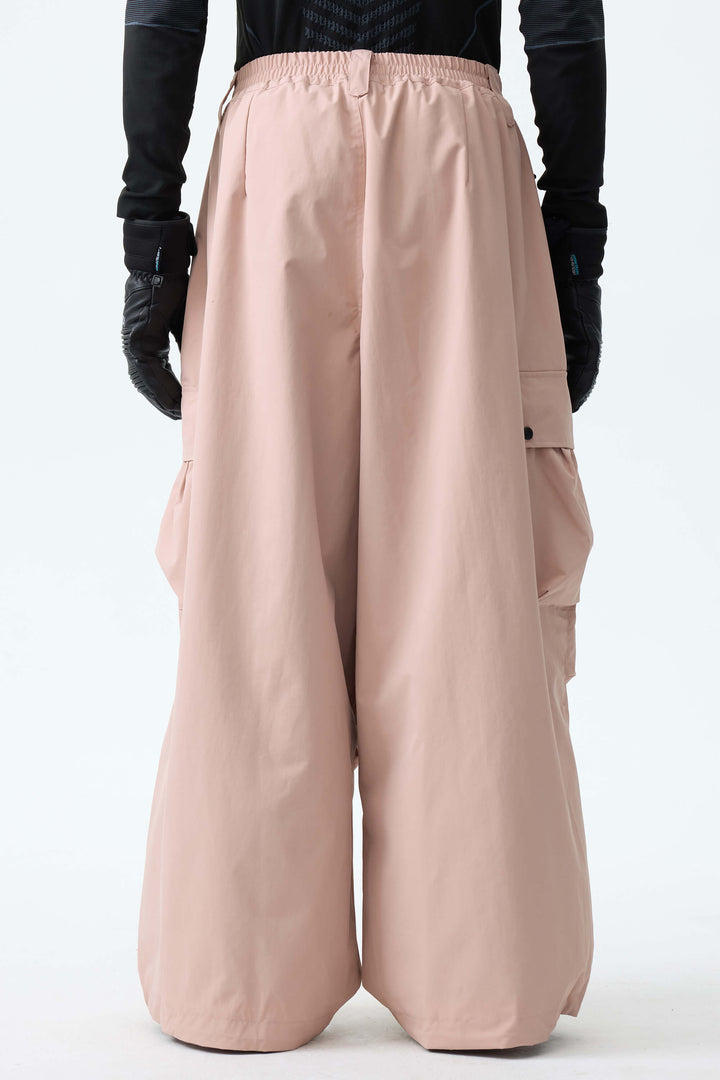 Men's Pink Lightweight Inner Leg Vents Baggy Snow Pants