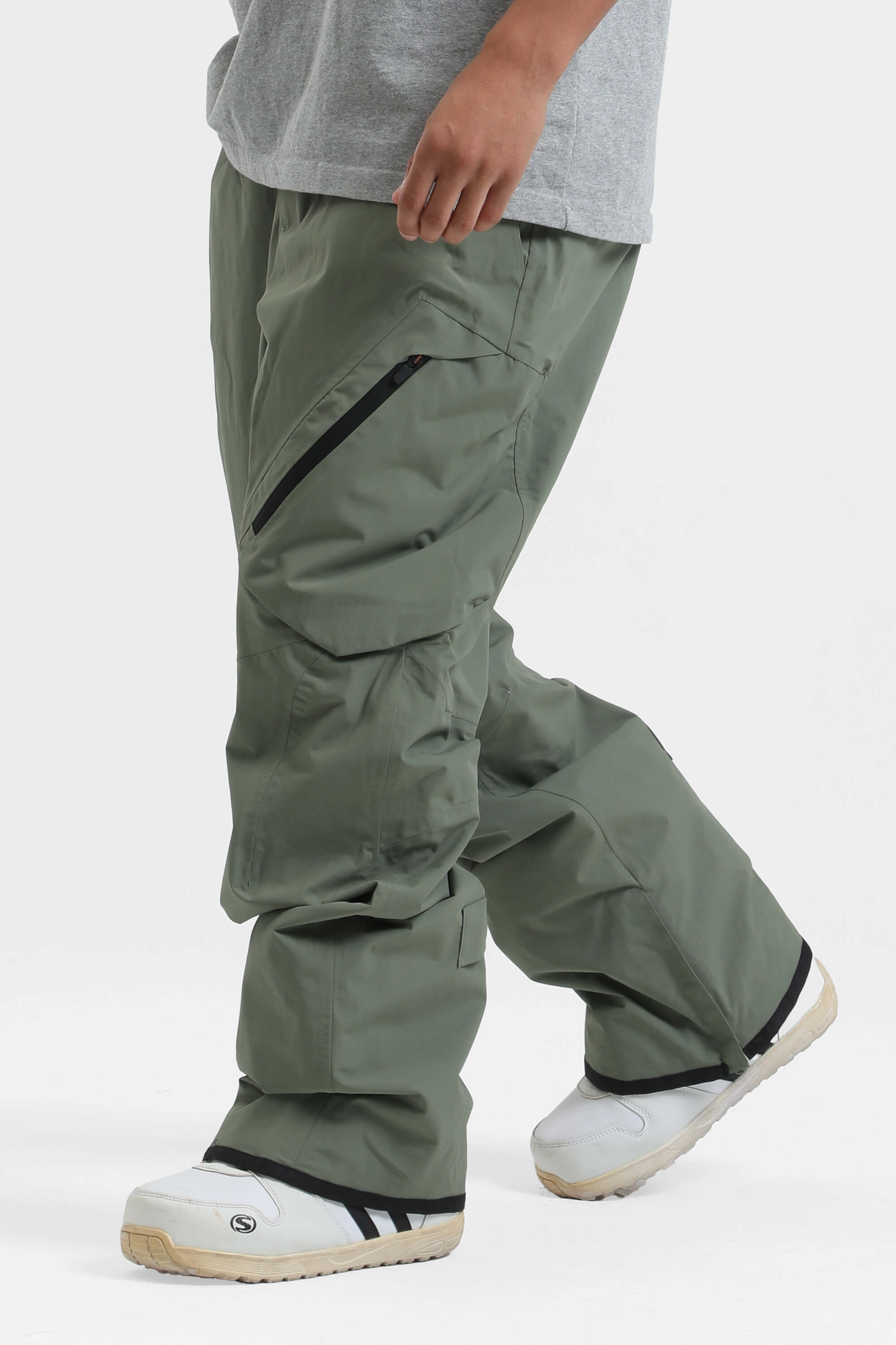 Men's Grey Multi-Pocket Venting Baggy Snow Pants – GSou Snow
