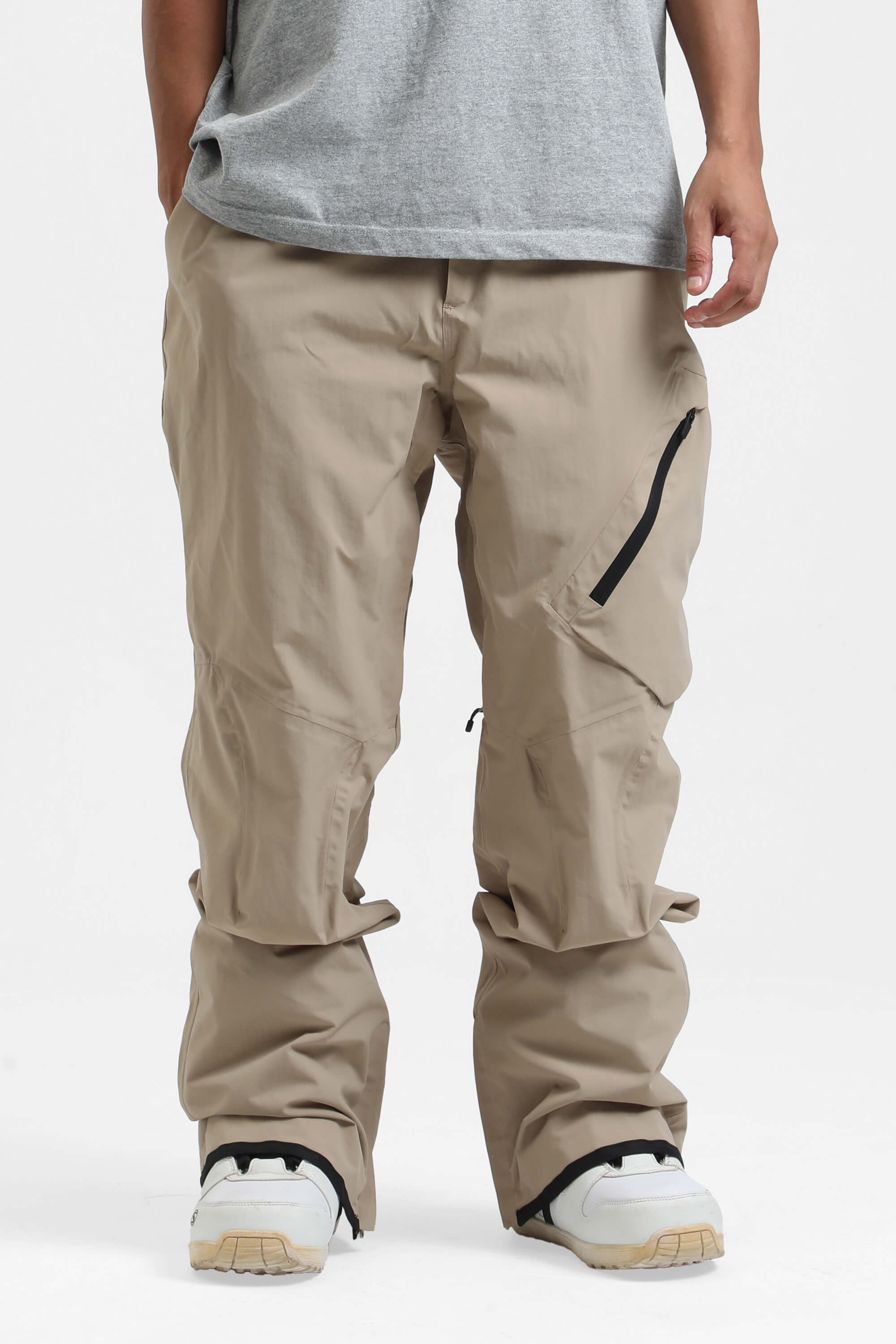 Men's Khaki Multi-Pocket Venting Baggy Snow Pants – GSou Snow