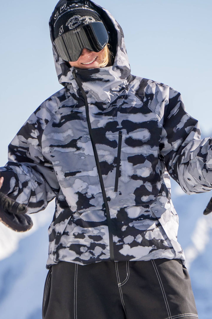 Veste de ski multi-poches entièrement imperméable et ventilée pour femme, blanc cassé
