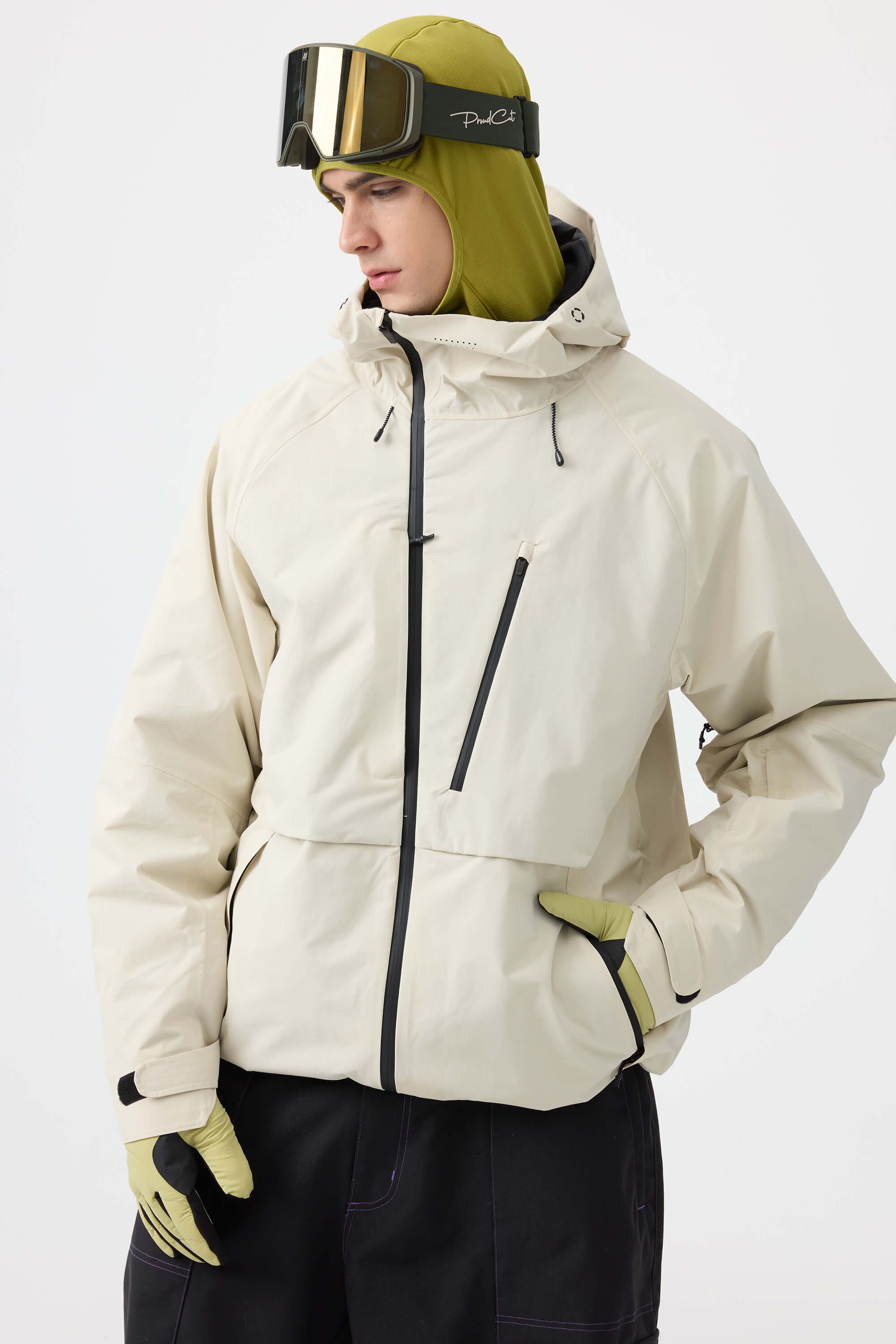 Men's Off White Face Vented Multi-pocket Fully Waterproof Snow