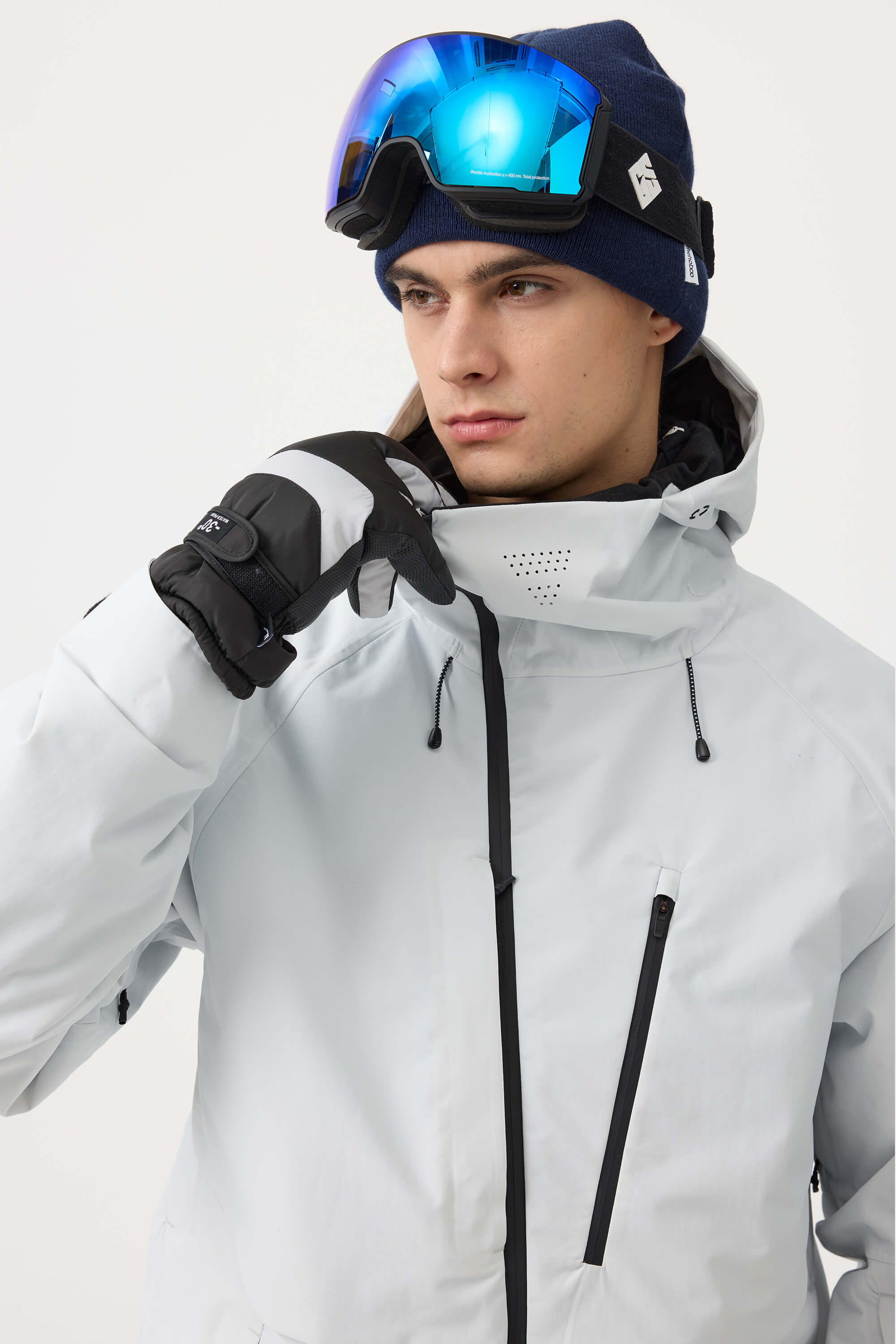 Men's Off White Face Vented Multi-pocket Fully Waterproof Snow