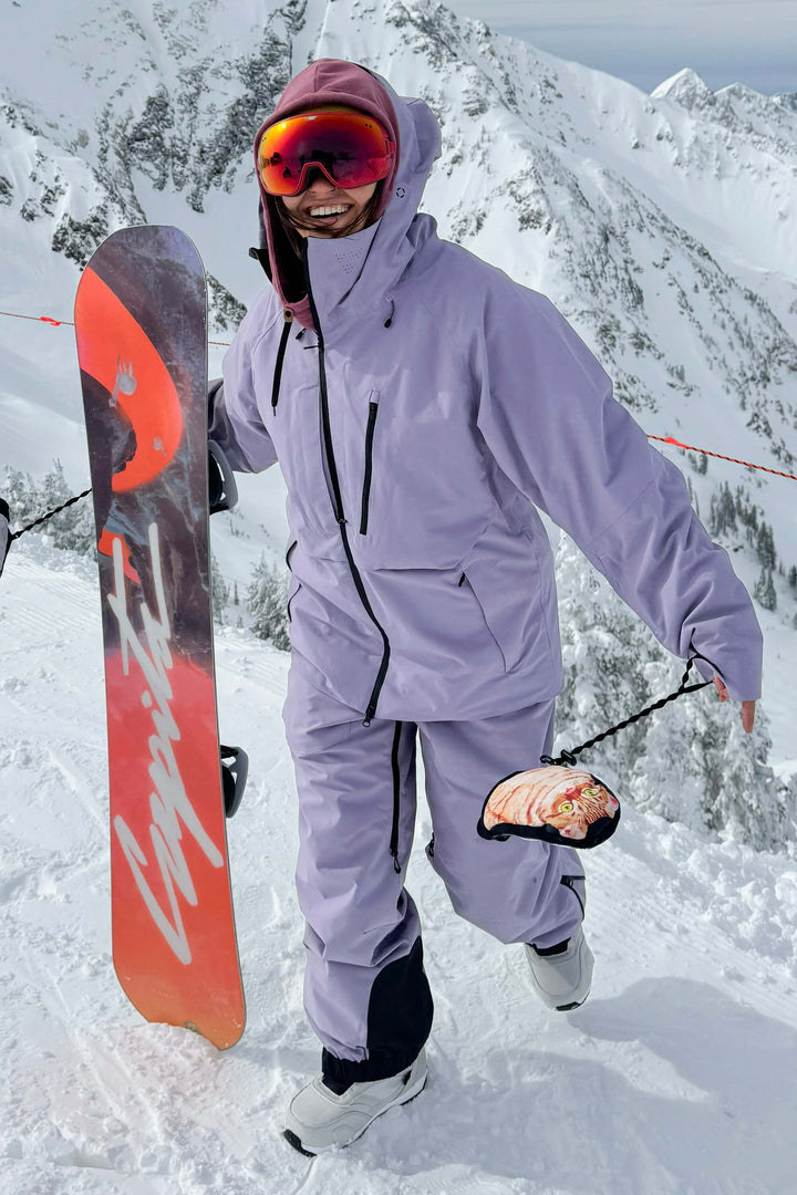 Giacca da neve da donna lavanda con tasche multiple, ventilata e completamente impermeabile