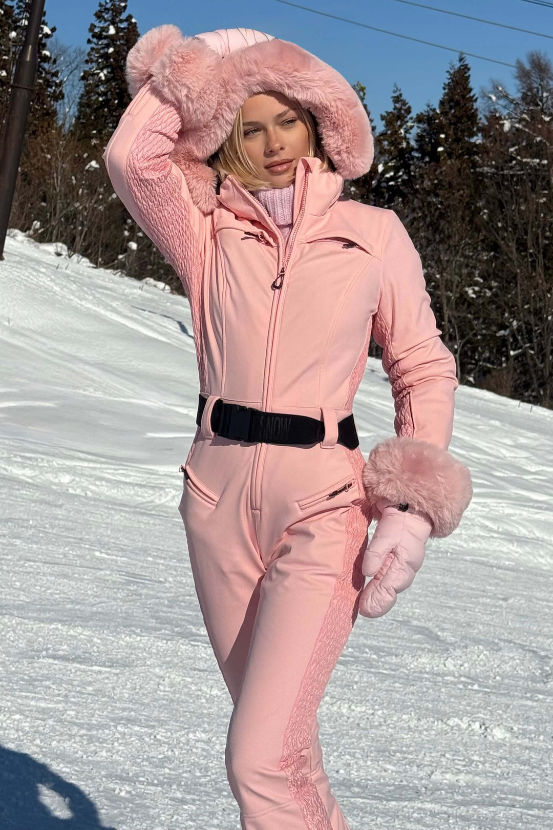 Combinaison de ski rose en maille à zip | PrettyLittleThing FR Combinaison de ski rose en maille à zip | PrettyLittleThing FR