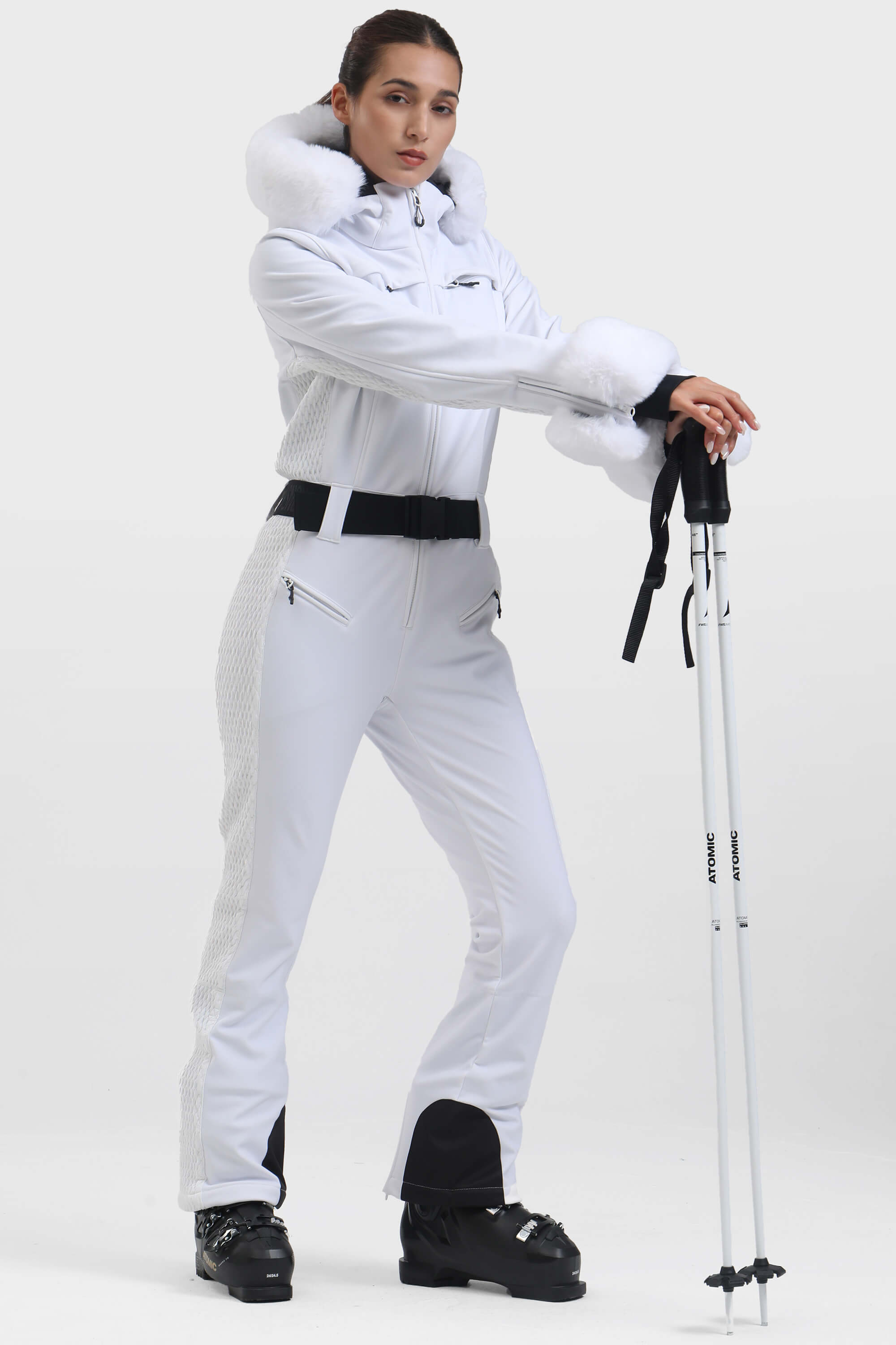 レディース ホワイト フェイクファー シャーリング加工 防水