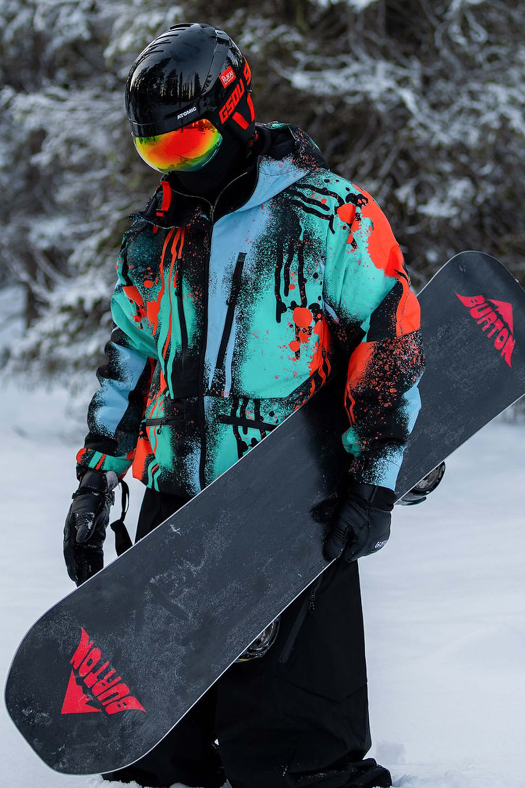 Men's Neon Red Multifunctional Waterproof Insulated Snow Jacket