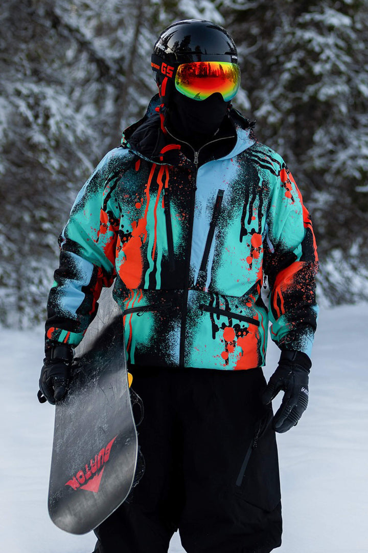 Men's Neon Red Multifunctional Waterproof Insulated Snow Jacket