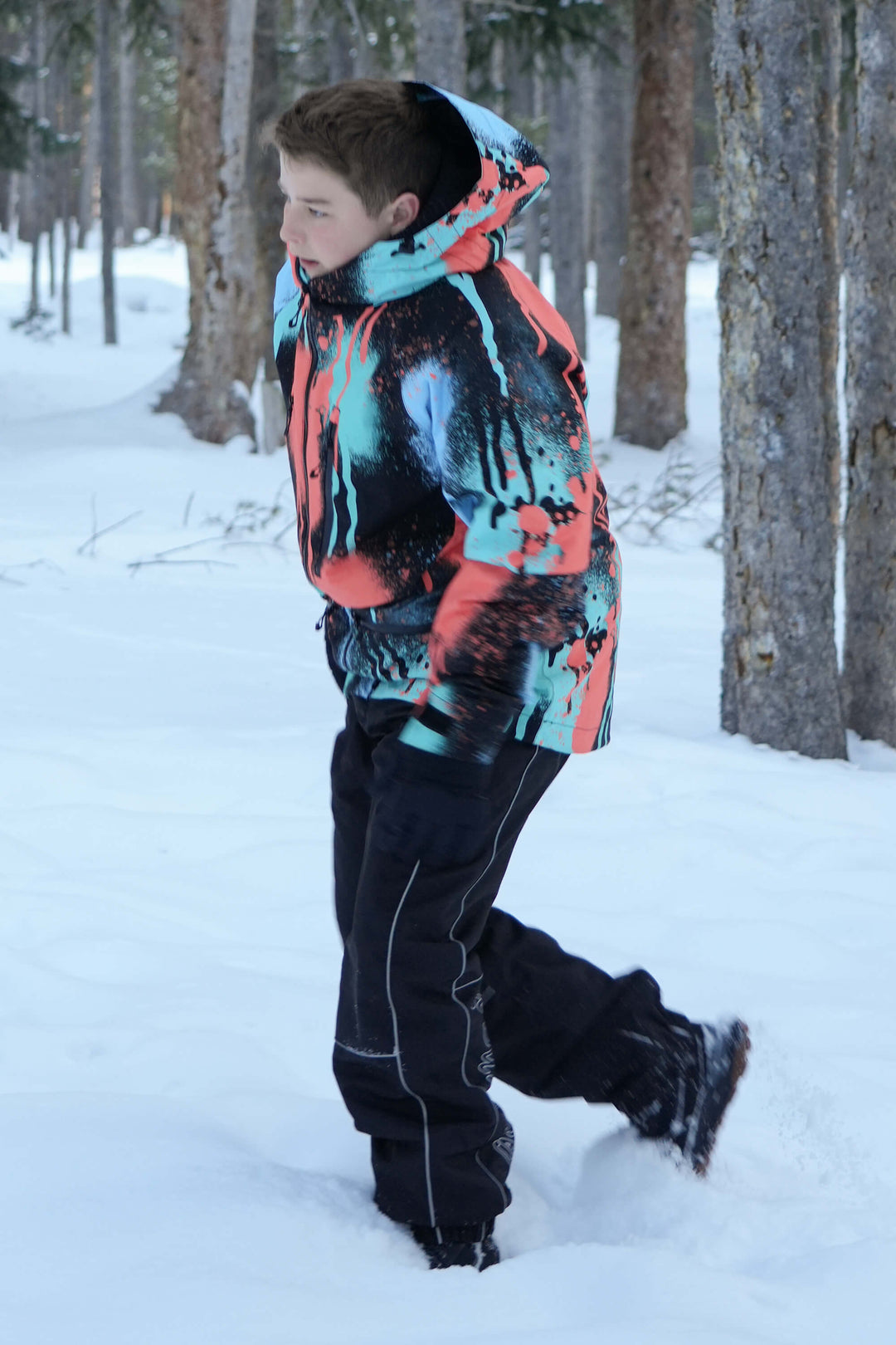Men's Splatter Printed Multifunctional Waterproof Insulated Snow Jacket