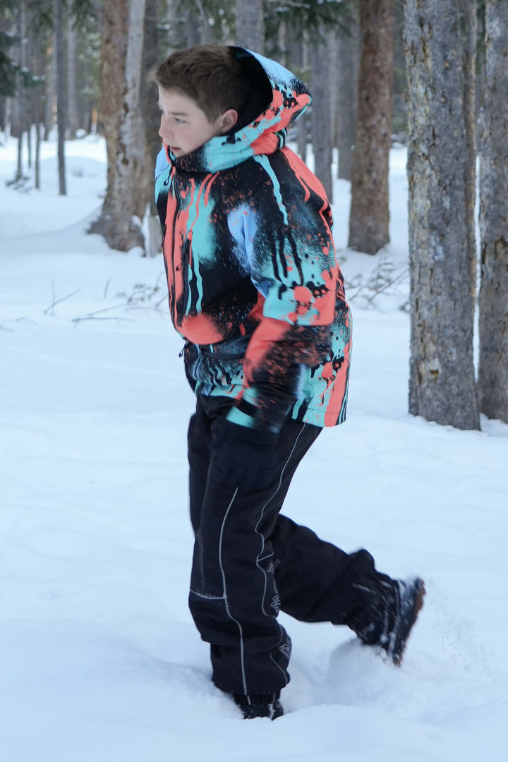 Men's Splatter Printed Multifunctional Waterproof Insulated Snow Jacket