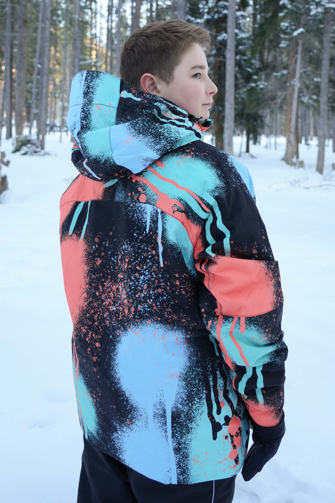 Men's Splatter Printed Multifunctional Waterproof Insulated Snow Jacket