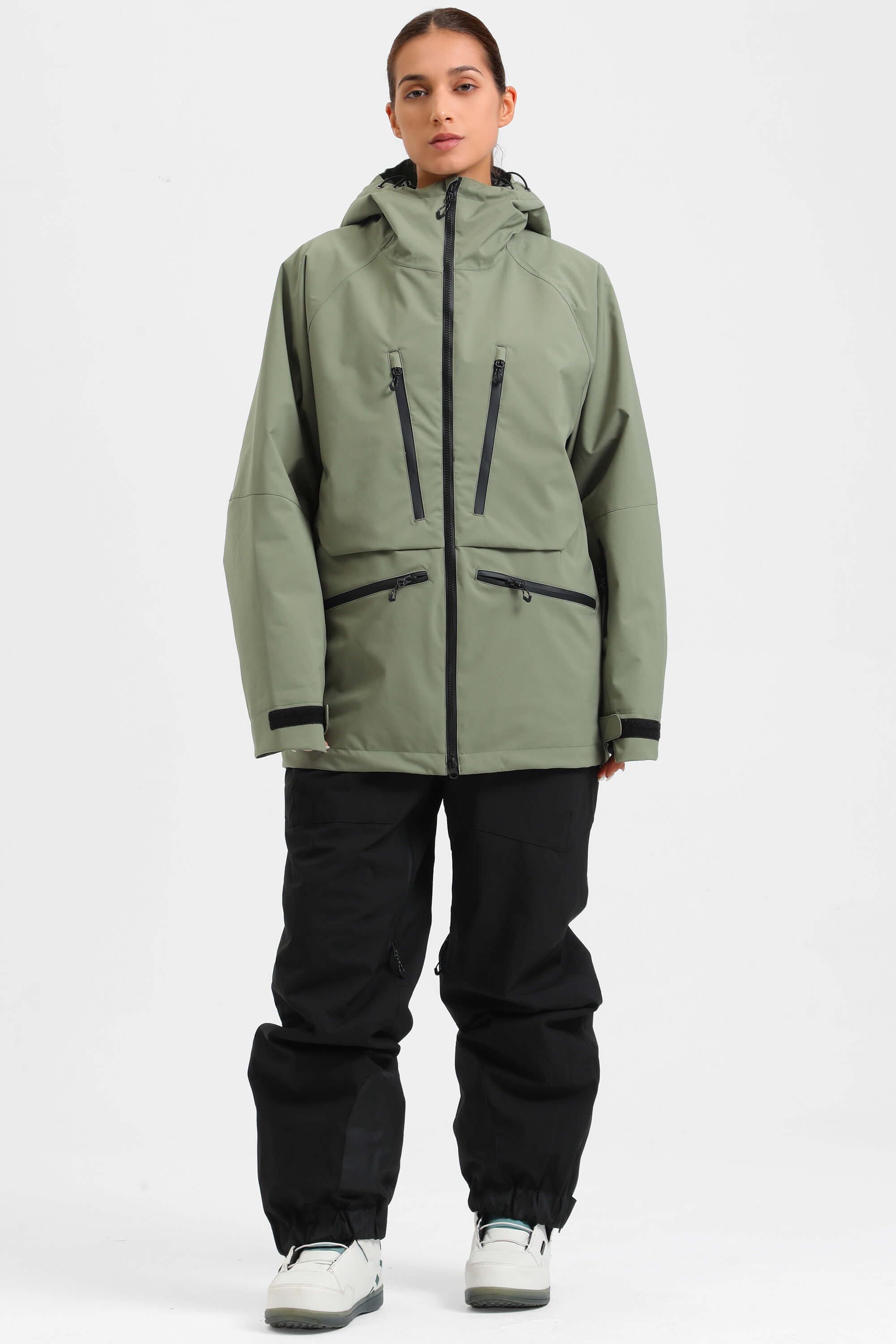 女性用 アーミーグリーン 多機能 防水 断熱 スノージャケット – GSou Snow