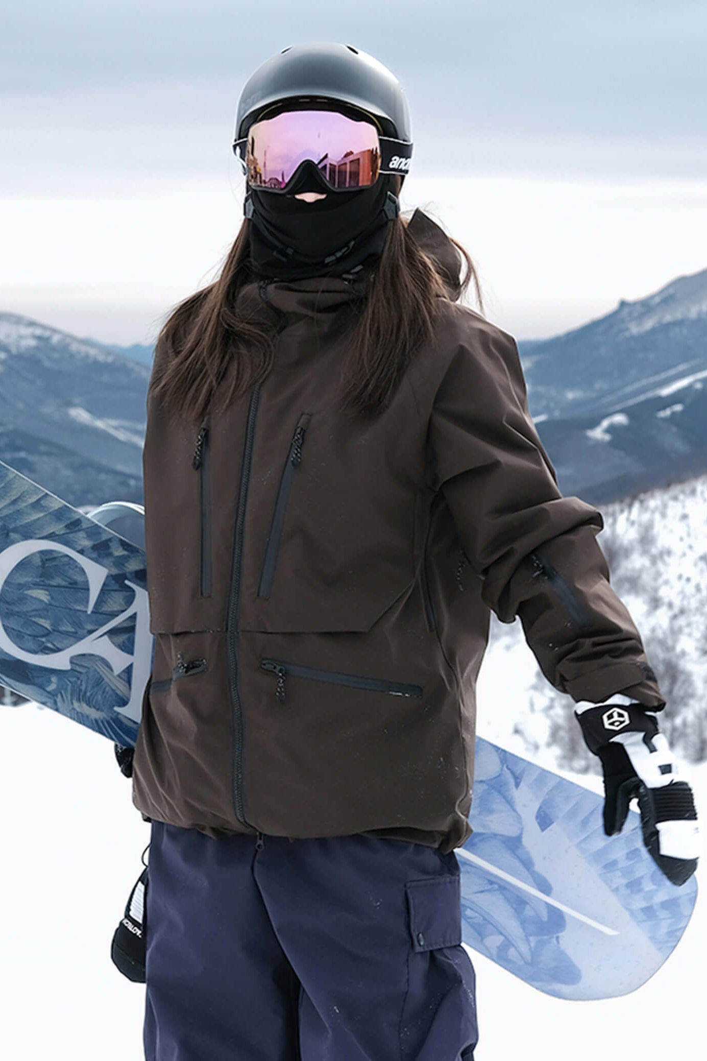 Women's Coffee Multifunctional Waterproof Insulated Snow Jacket