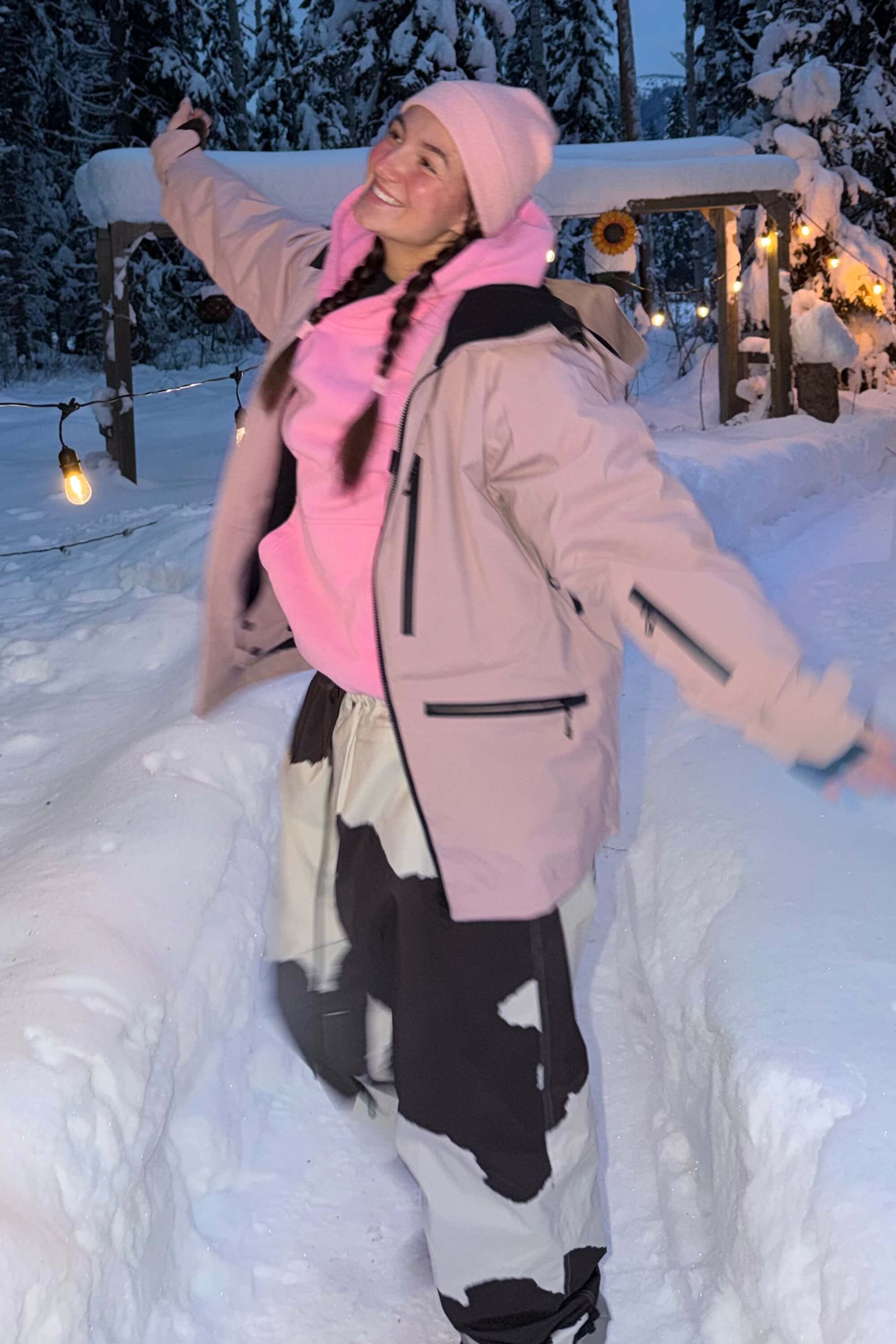 Women's Pink Multifunctional Waterproof Insulated Snow Jacket