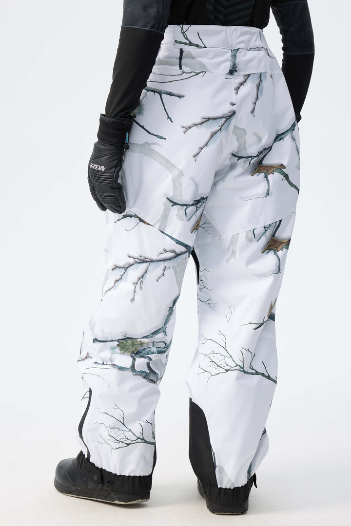 Heren legergroene geïsoleerde baggy sneeuwbroek met afneembare bretels