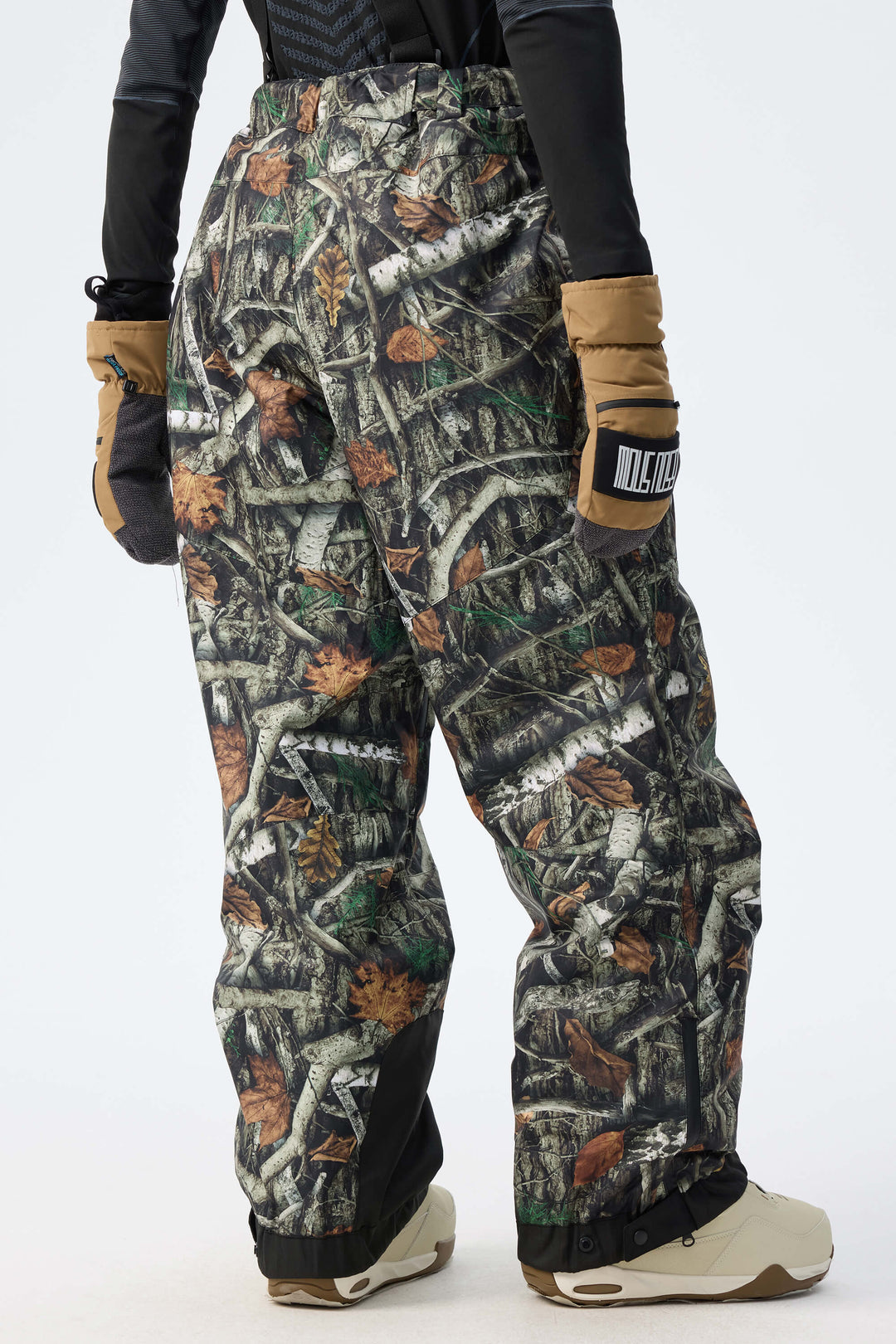 Pantalon de neige baggy isolant vert armée pour homme avec bretelles amovibles 