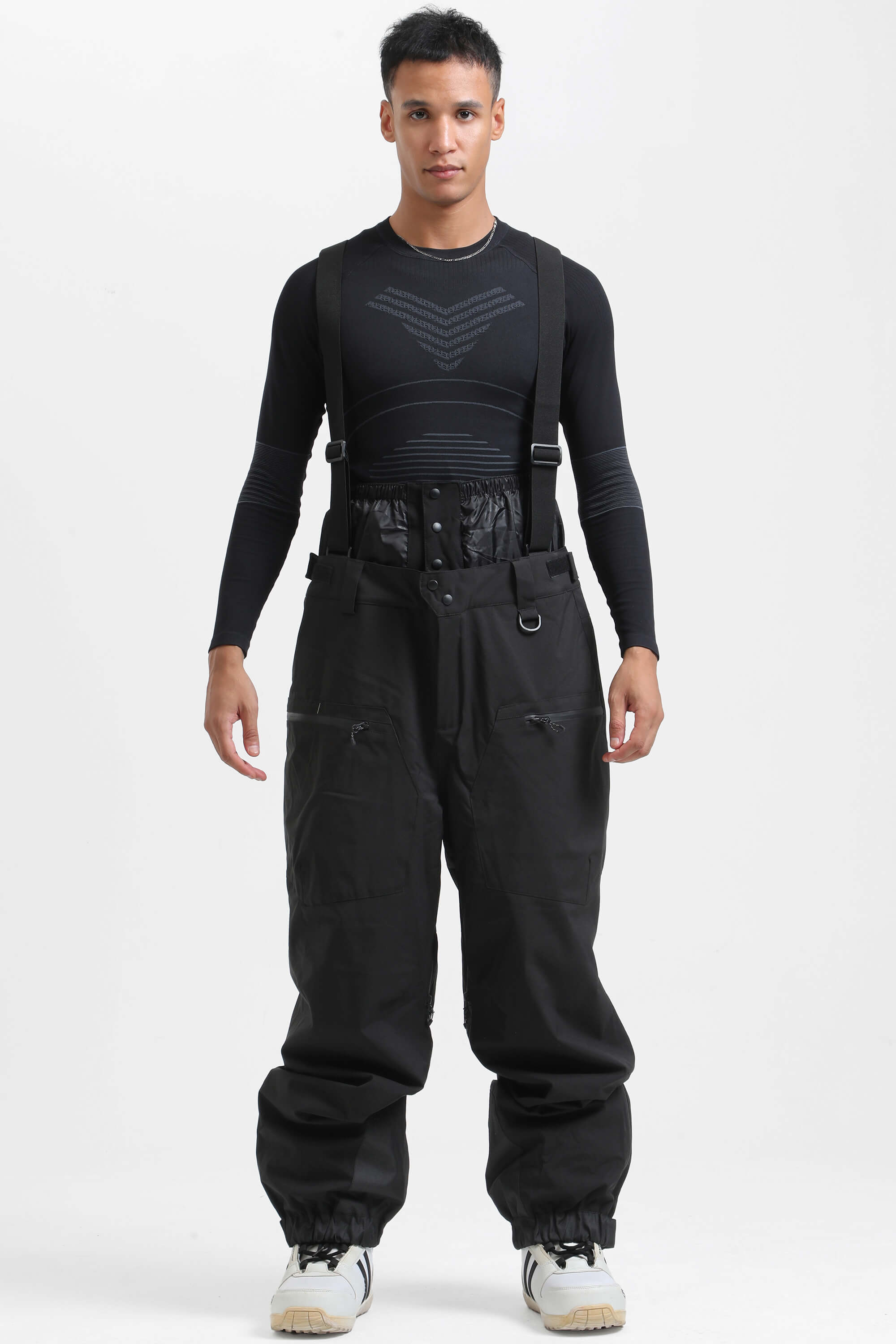 Men's Army Green Insulated Baggy Snow Pants With Detachable