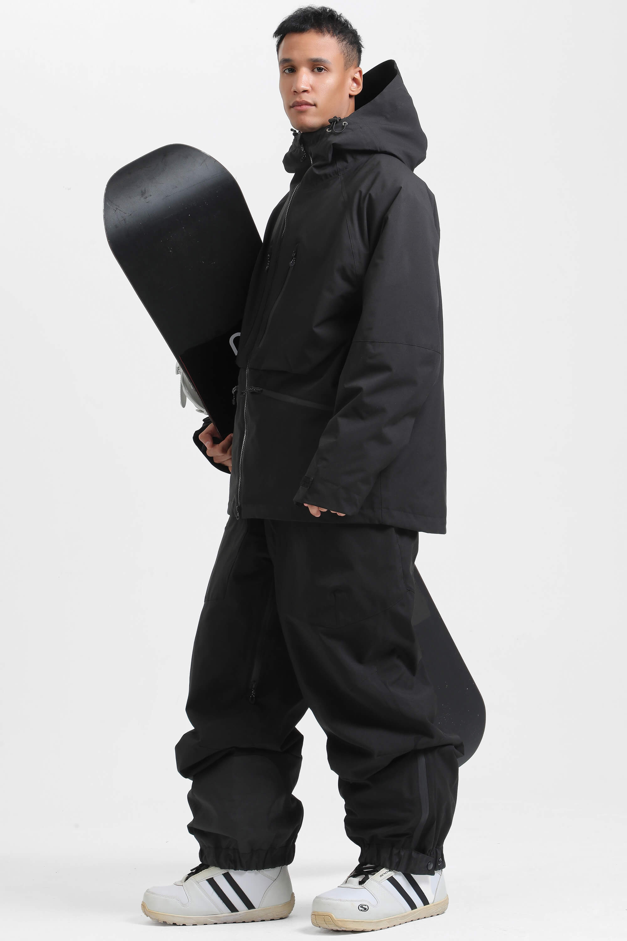 スノーボードウェア パンツ　黒　ブラック　ワイド　koobla gsou Men's Black Insulated Baggy Snow Pants With Detachable Suspenders