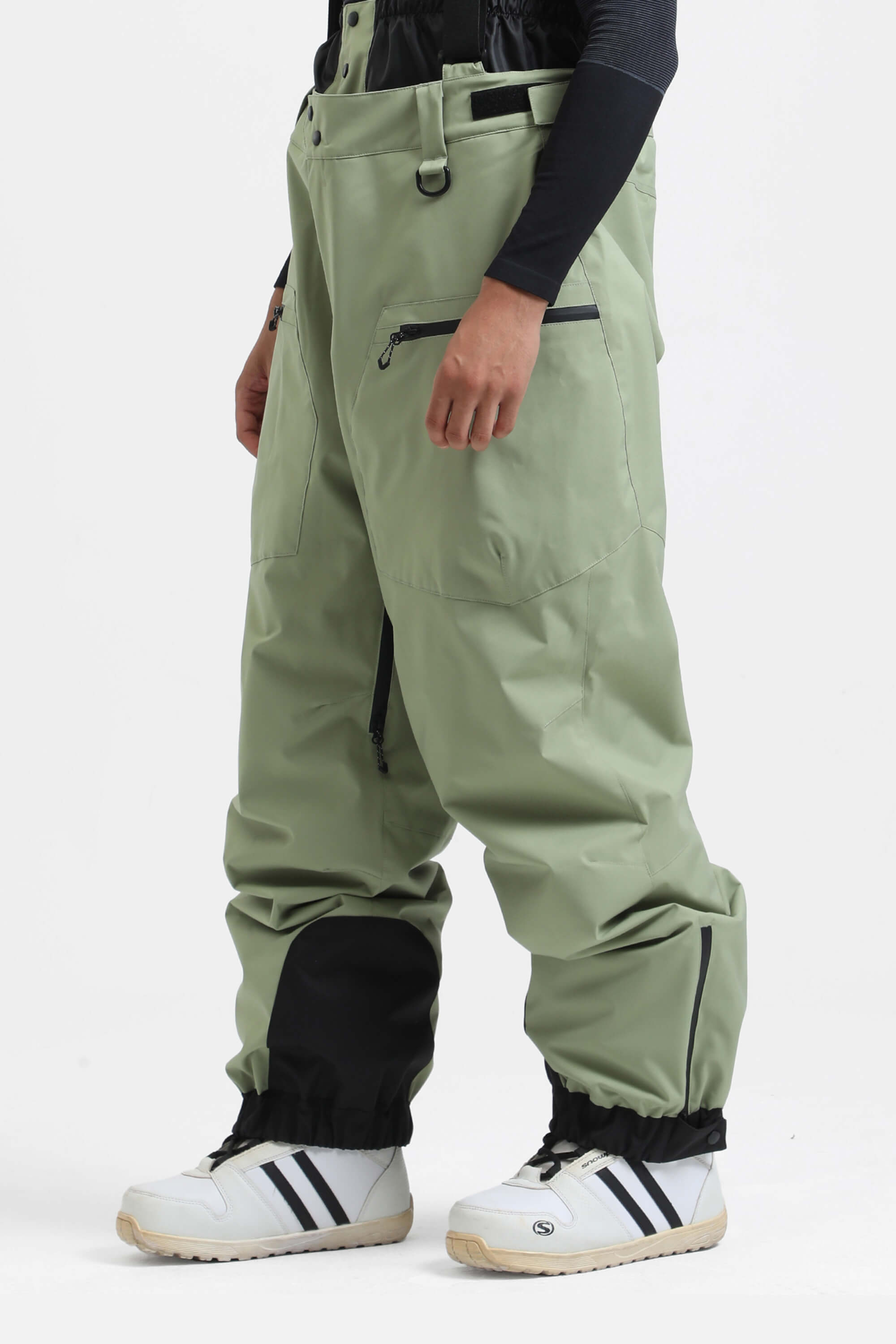 新品未使用BALLSY.BROTHERS Snow Camo Pants Men's Army Green Insulated Baggy Snow Pants With Detachable