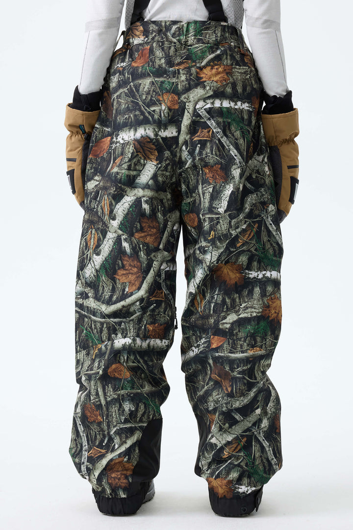 Women's Bark Woodland Camo Insulated Baggy Snow Pants With Detachable Suspenders