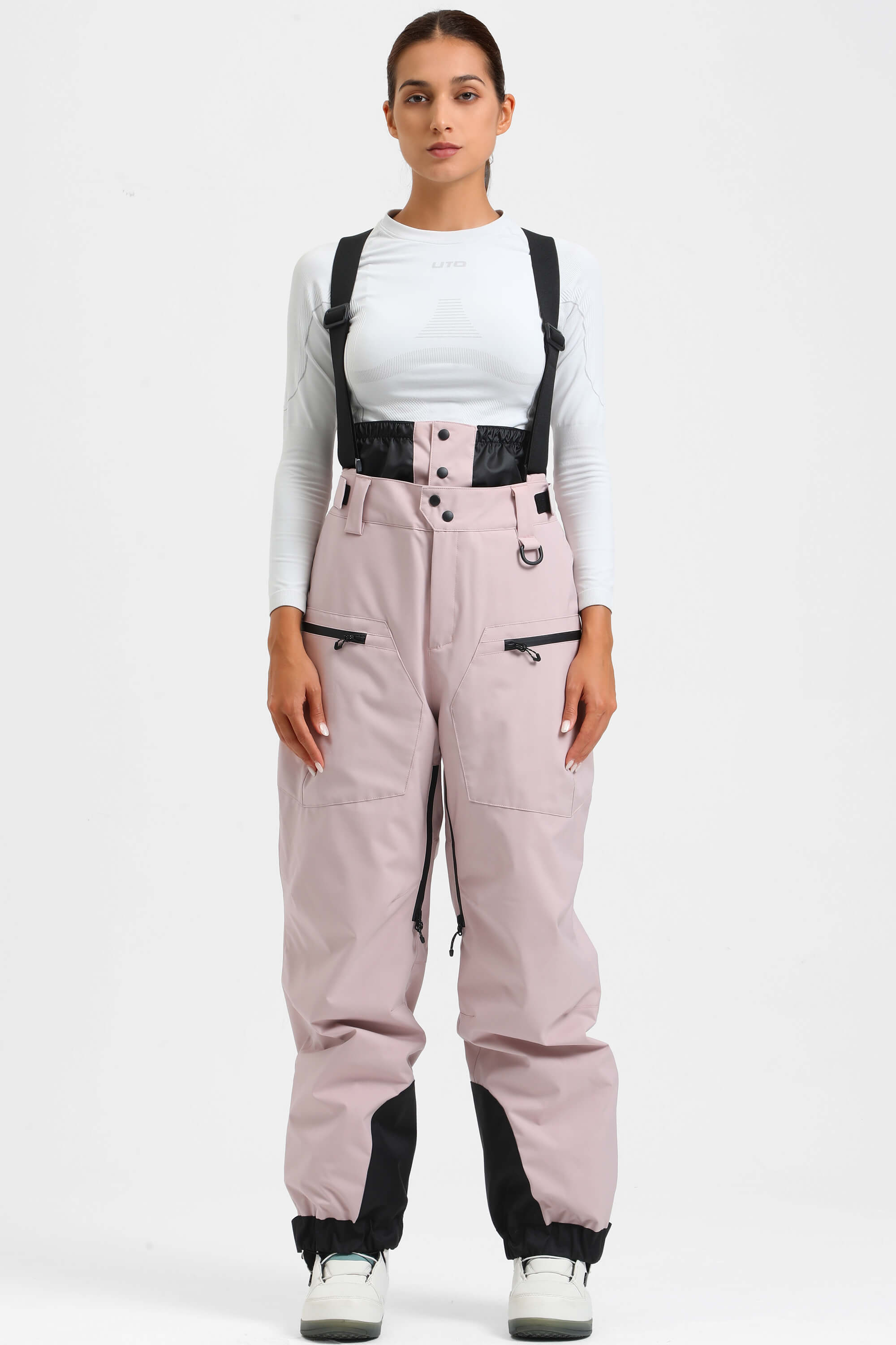 Women's Lavender Insulated Baggy Snow Pants With Detachable